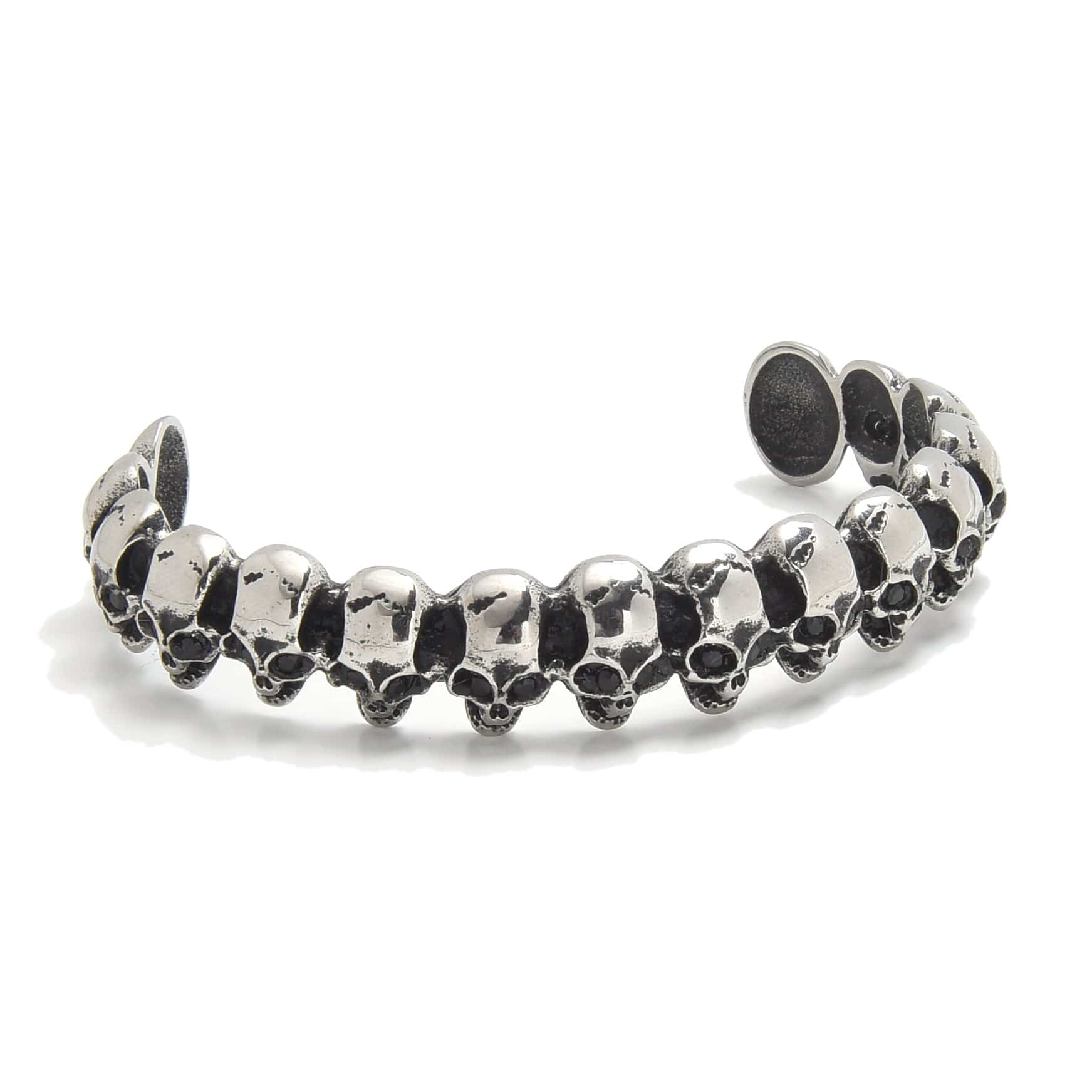 Kalifano Steel Hearts Jewelry Black Eye Skull Steel Hearts Cuff SHC011-S