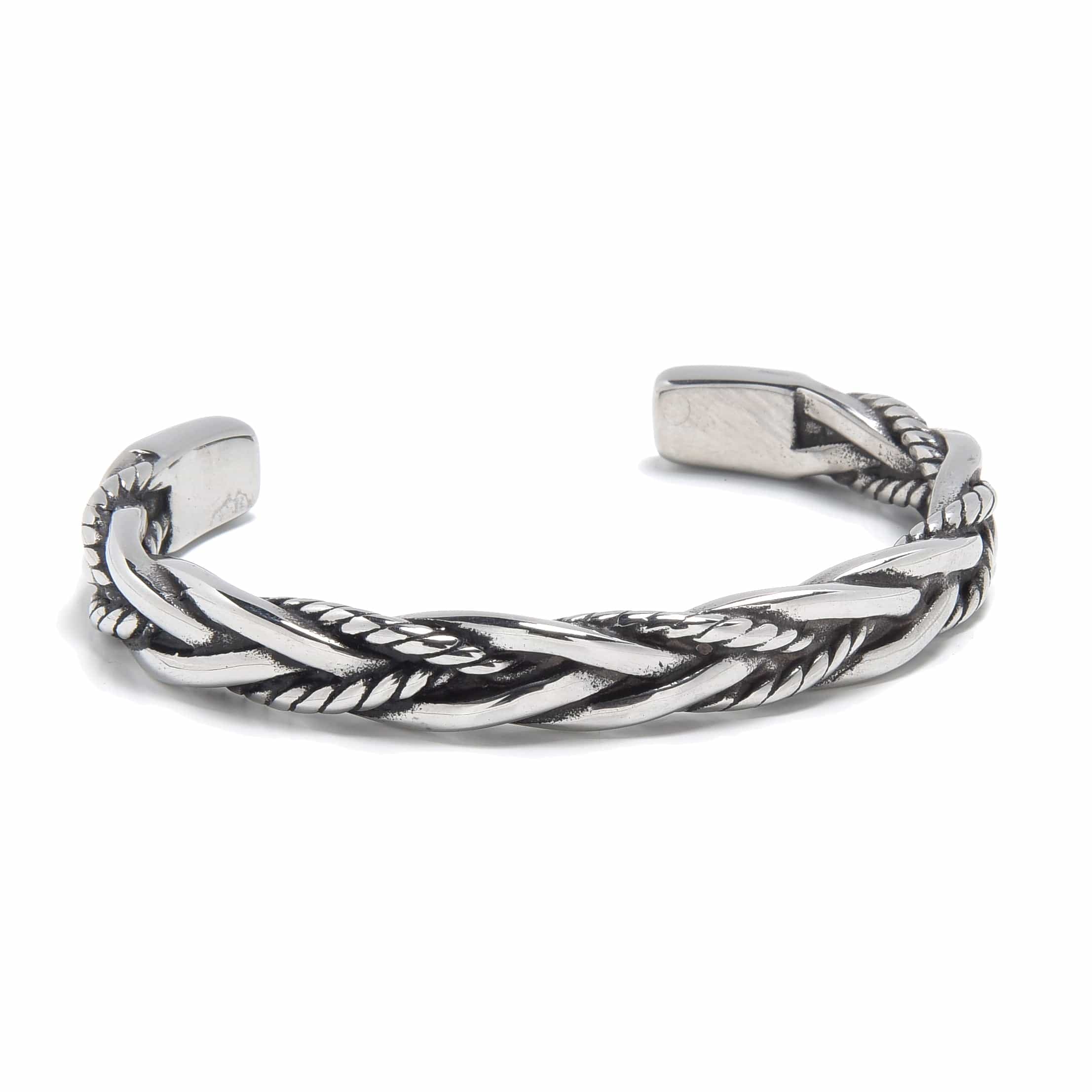 Kalifano Steel Hearts Jewelry Braided Weave Steel Hearts Cuff SHC002-S
