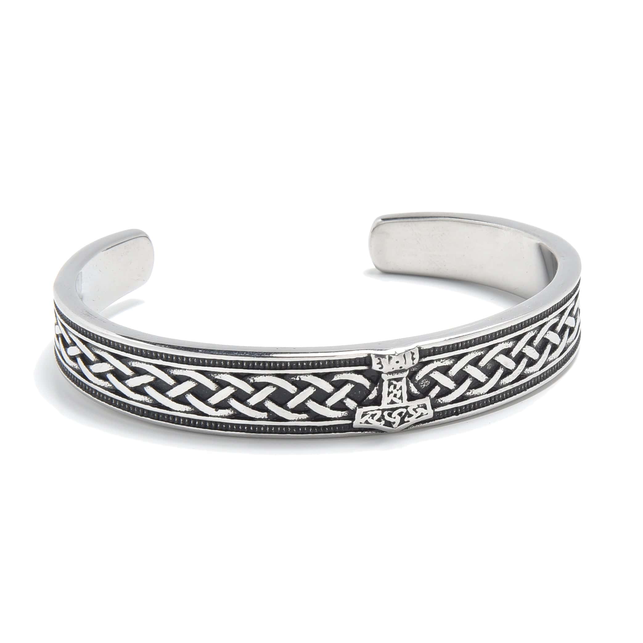 Kalifano Steel Hearts Jewelry Cross Twist Steel Hearts Cuff SHC006-S