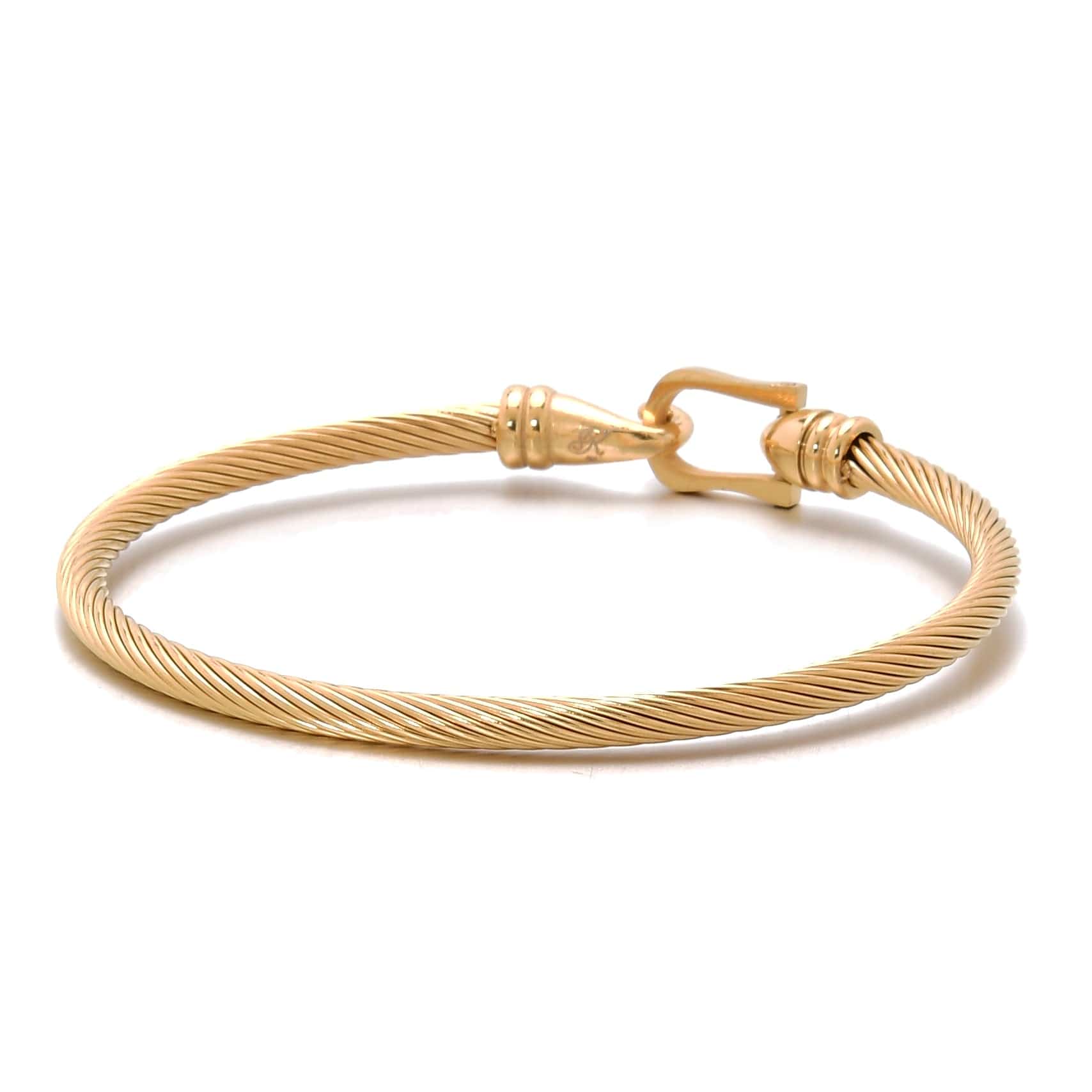 Kalifano Steel Hearts Jewelry Gold Derby Cable Braided Steel Hearts Bracelet SHB146-G