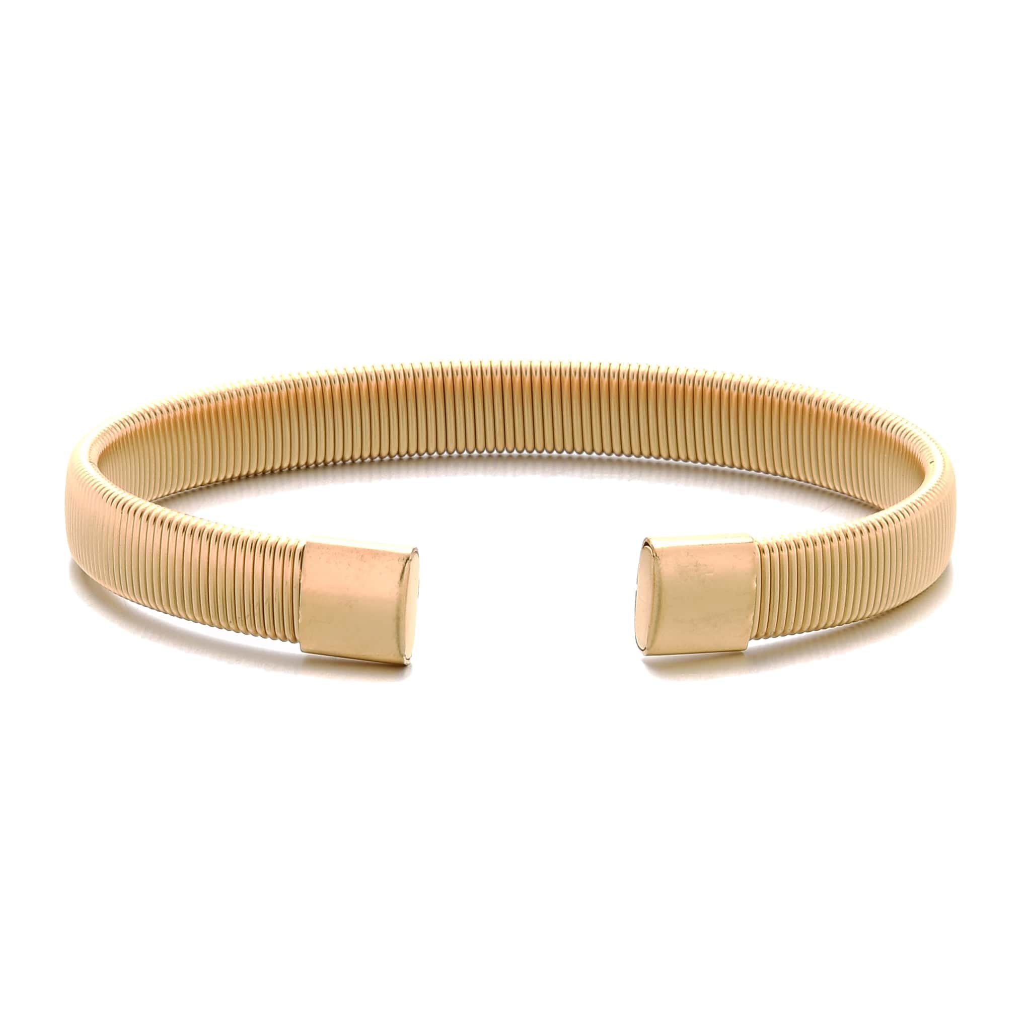 Kalifano Steel Hearts Jewelry Gold Flex Cable Braided Steel Hearts Bracelet SHB144-G
