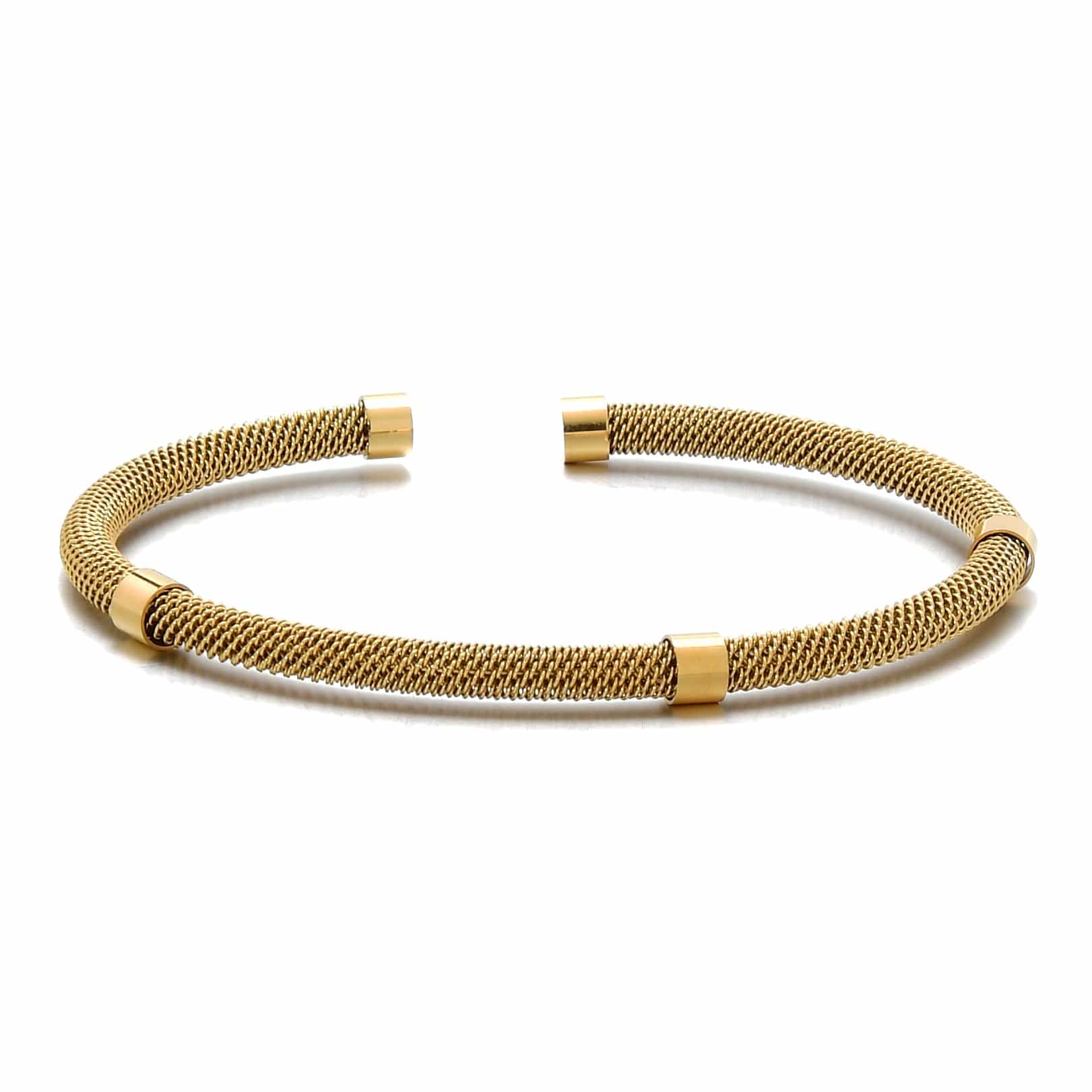 Kalifano Steel Hearts Jewelry Gold Rope Braided Steel Hearts Bracelet SHB145-G