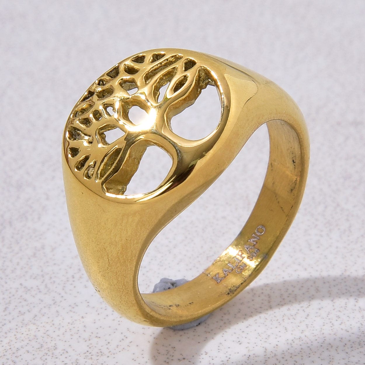 Kalifano Steel Hearts Jewelry Gold Tree of Life Steel Hearts Ring