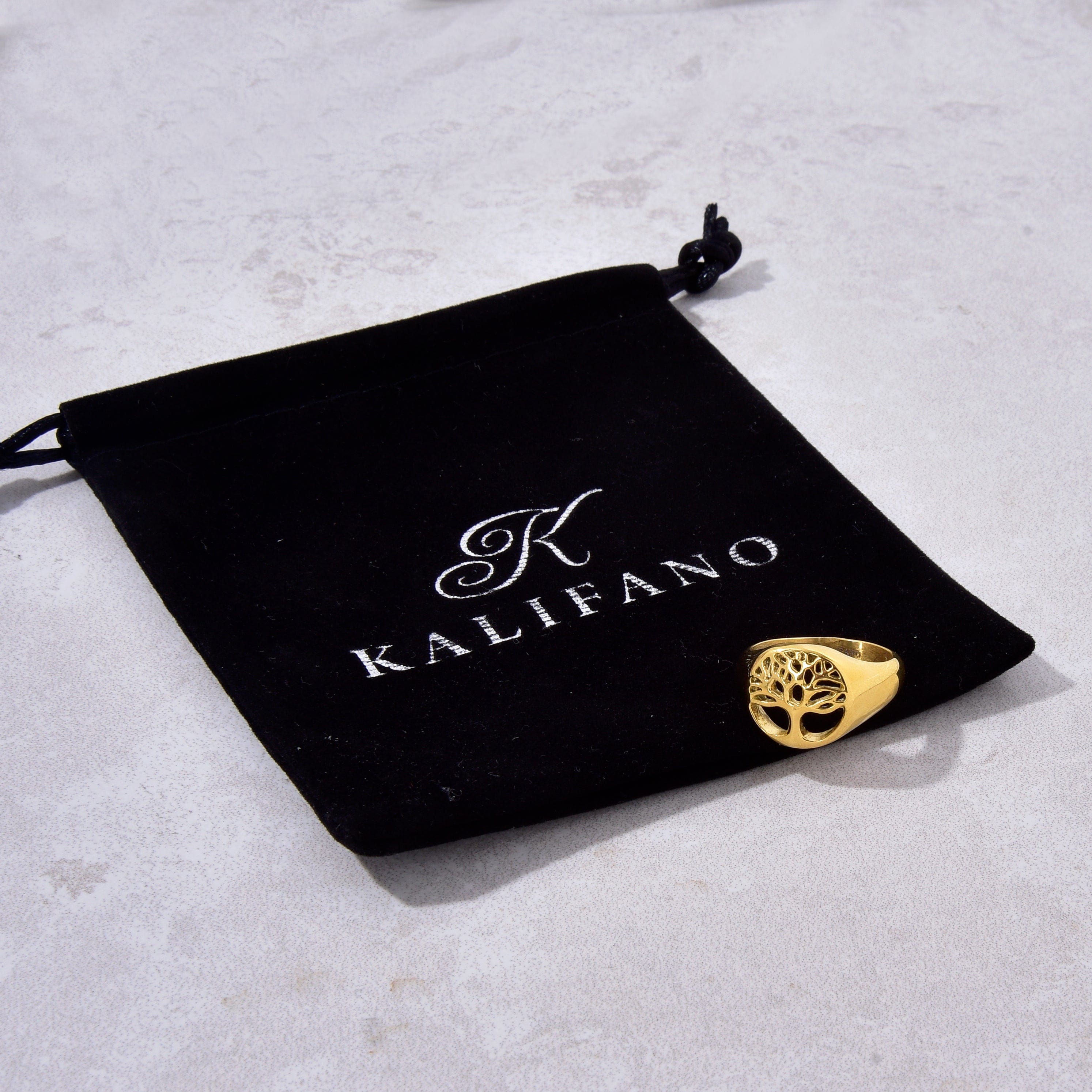 Kalifano Steel Hearts Jewelry Gold Tree of Life Steel Hearts Ring
