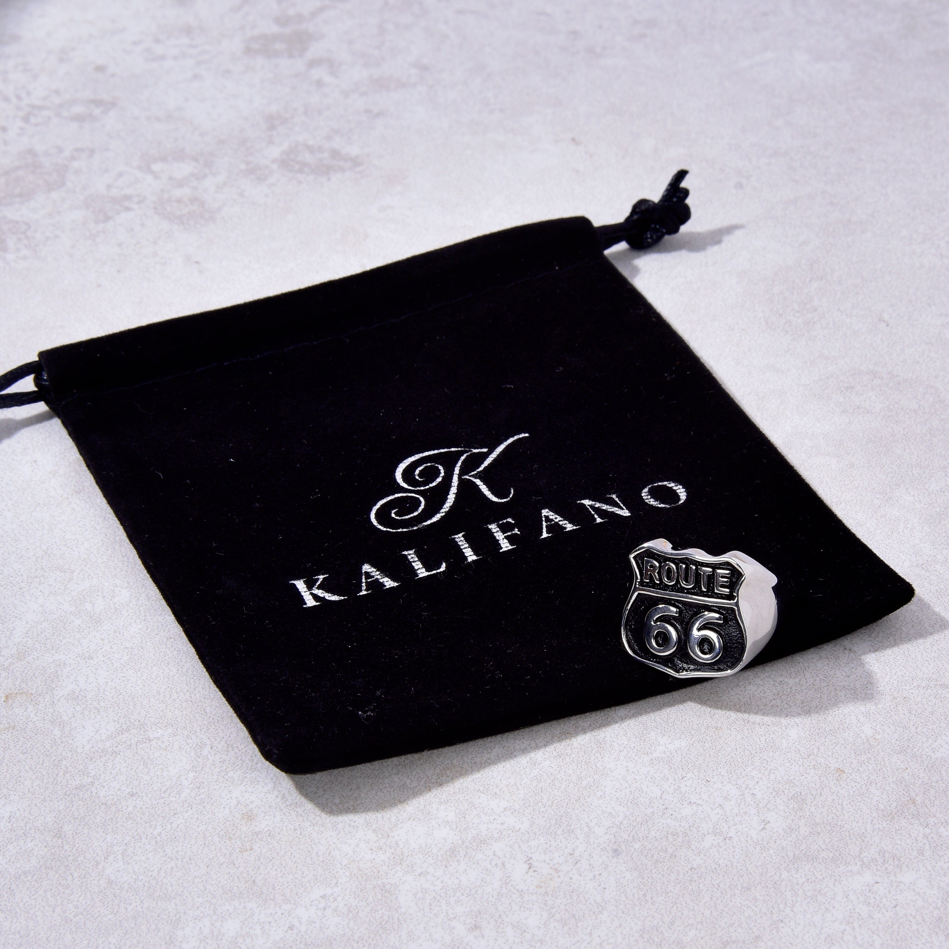 Kalifano Steel Hearts Jewelry Silver and Black Route 66 Steel Hearts Ring
