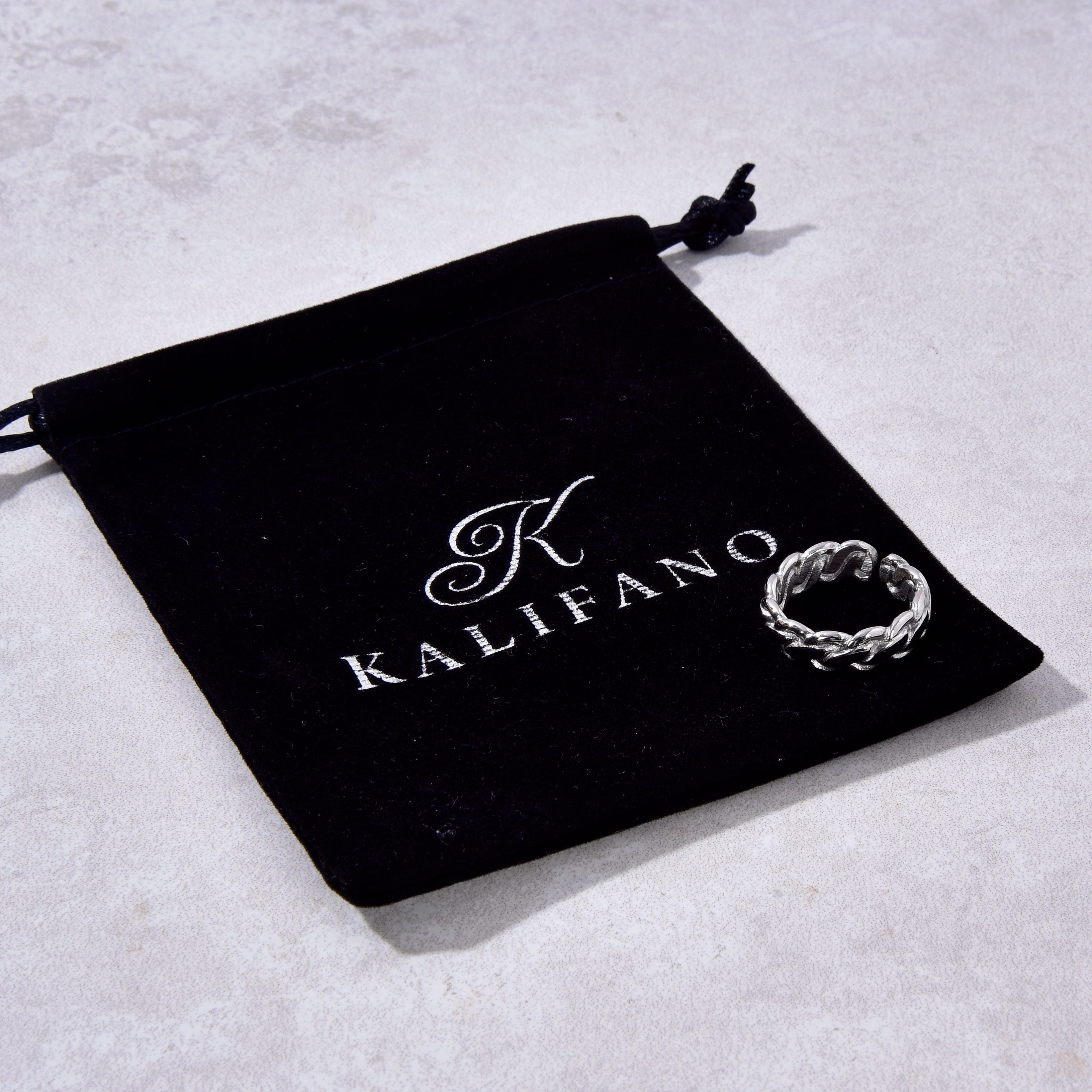 Kalifano Steel Hearts Jewelry Silver Braided Rope Steel Hearts Ring
