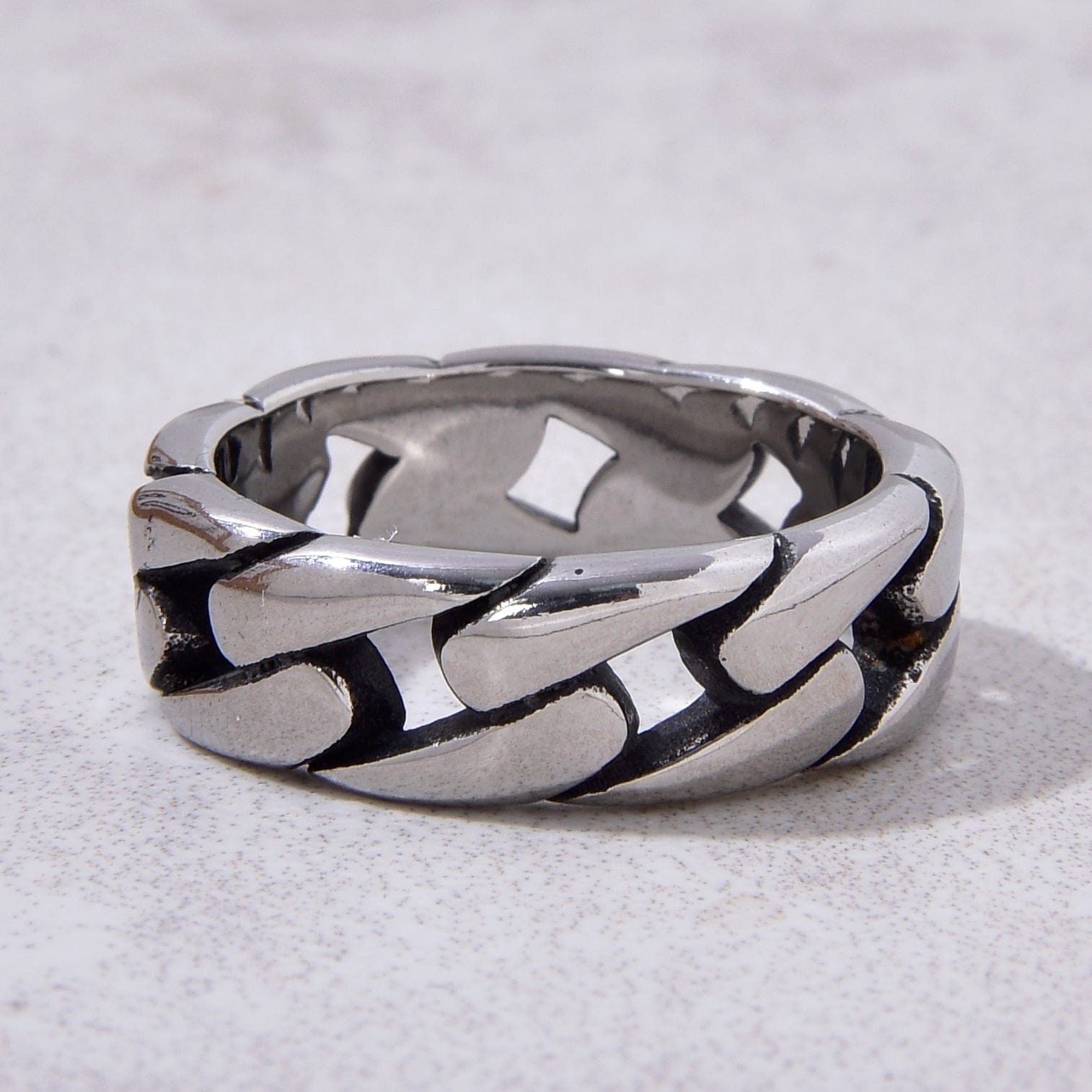 Kalifano Steel Hearts Jewelry Silver Chain Steel Hearts Ring