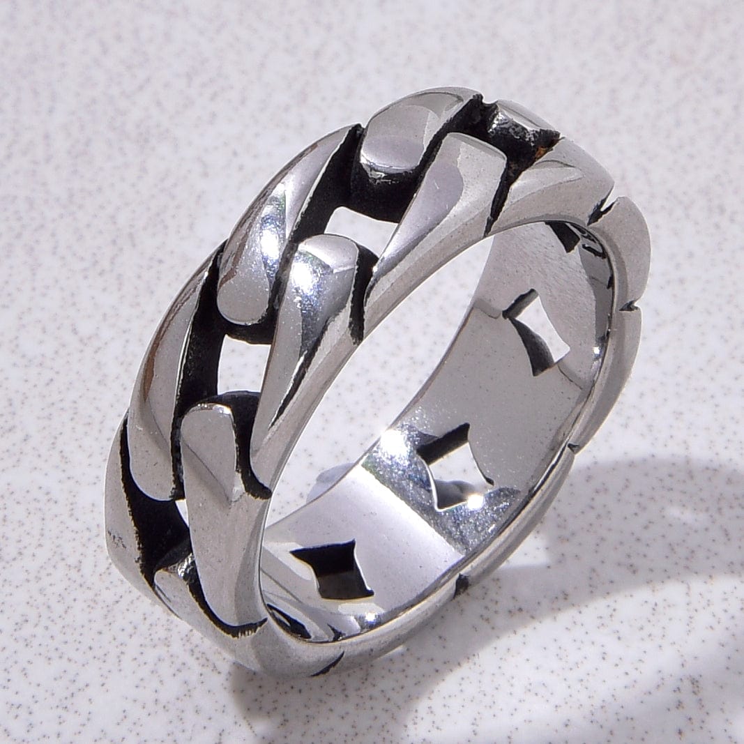 Kalifano Steel Hearts Jewelry Silver Chain Steel Hearts Ring