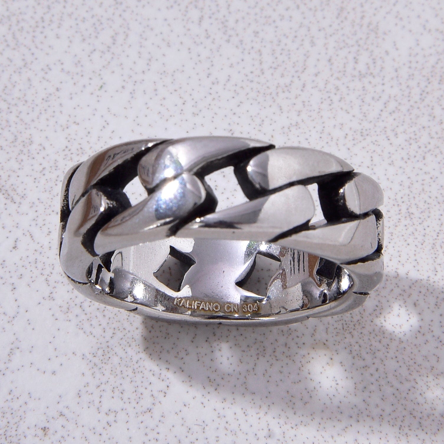 Kalifano Steel Hearts Jewelry Silver Chain Steel Hearts Ring