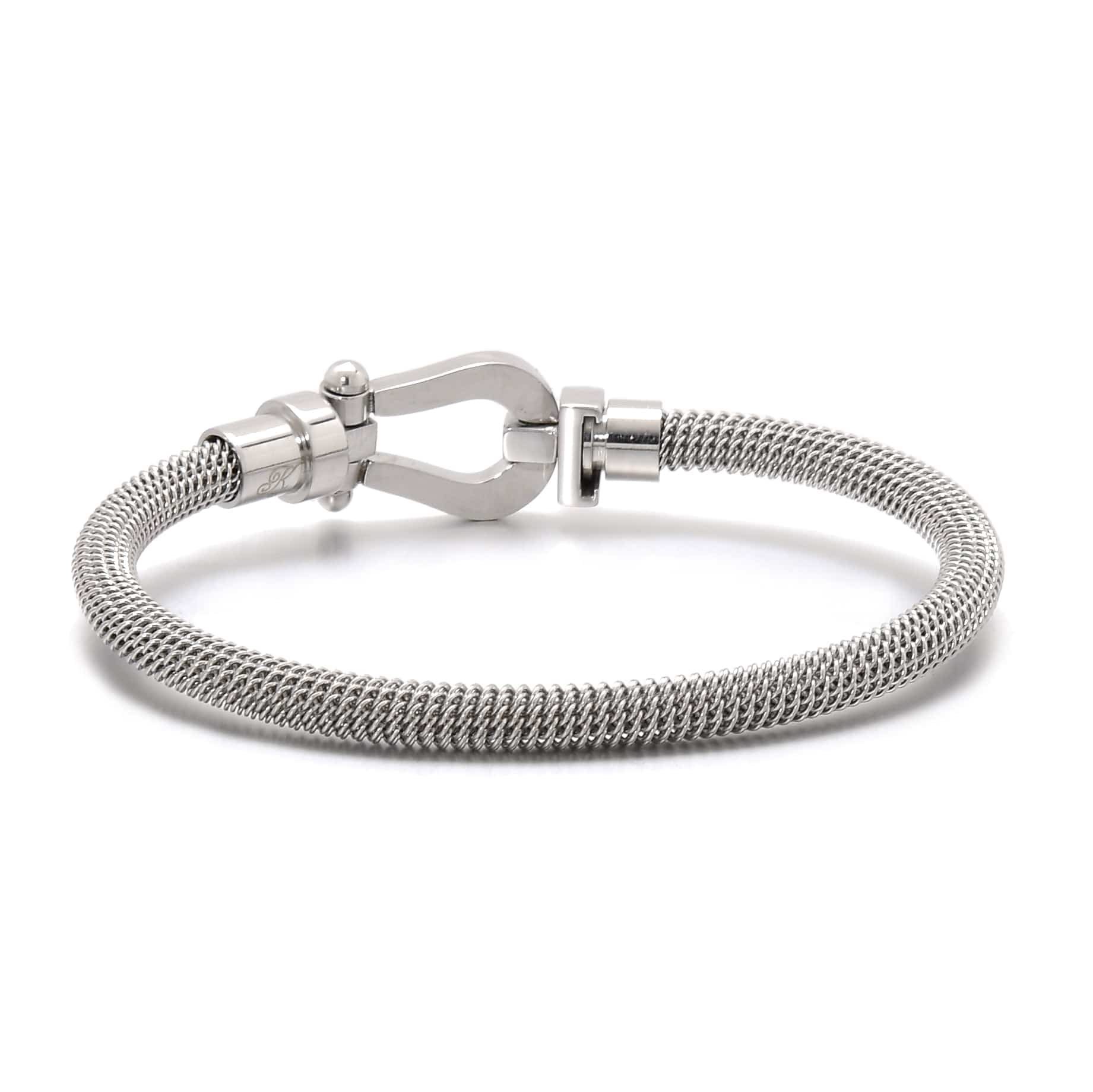 Kalifano Steel Hearts Jewelry Silver Equestrian Woven Braided Steel Hearts Bracelet SHB147-S
