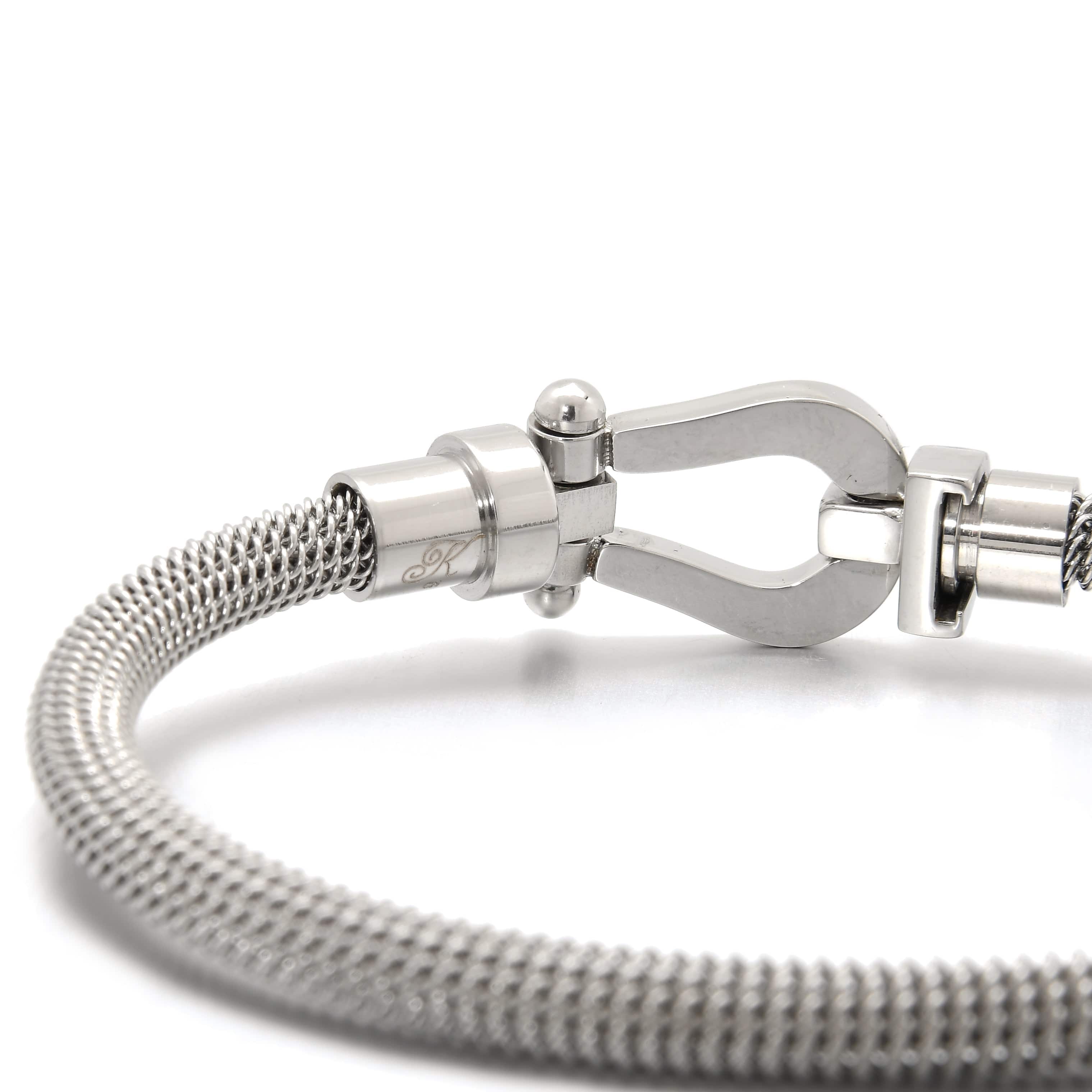 Kalifano Steel Hearts Jewelry Silver Equestrian Woven Braided Steel Hearts Bracelet SHB147-S