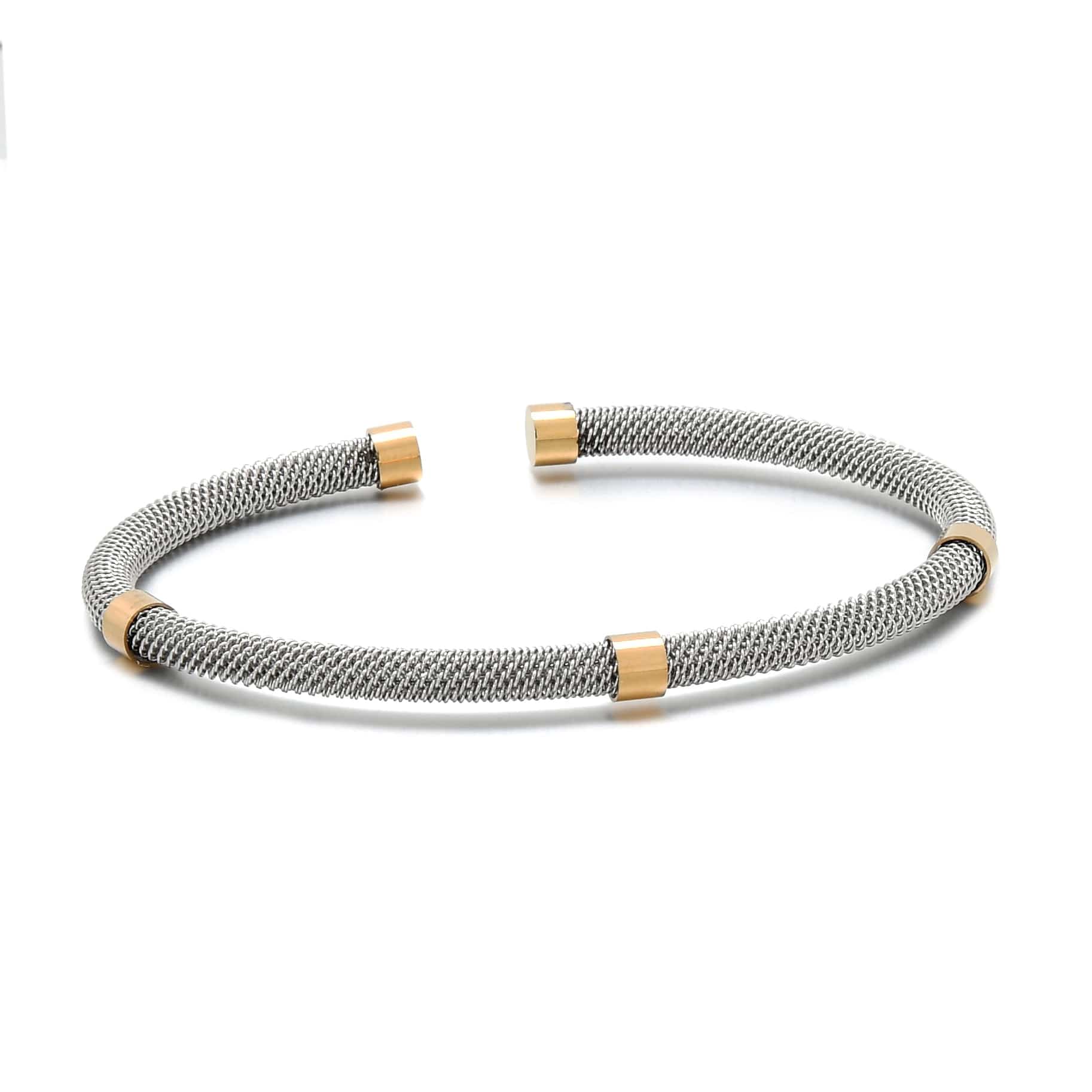 Kalifano Steel Hearts Jewelry Silver Rope Braided Steel Hearts Bracelet SHB145-S