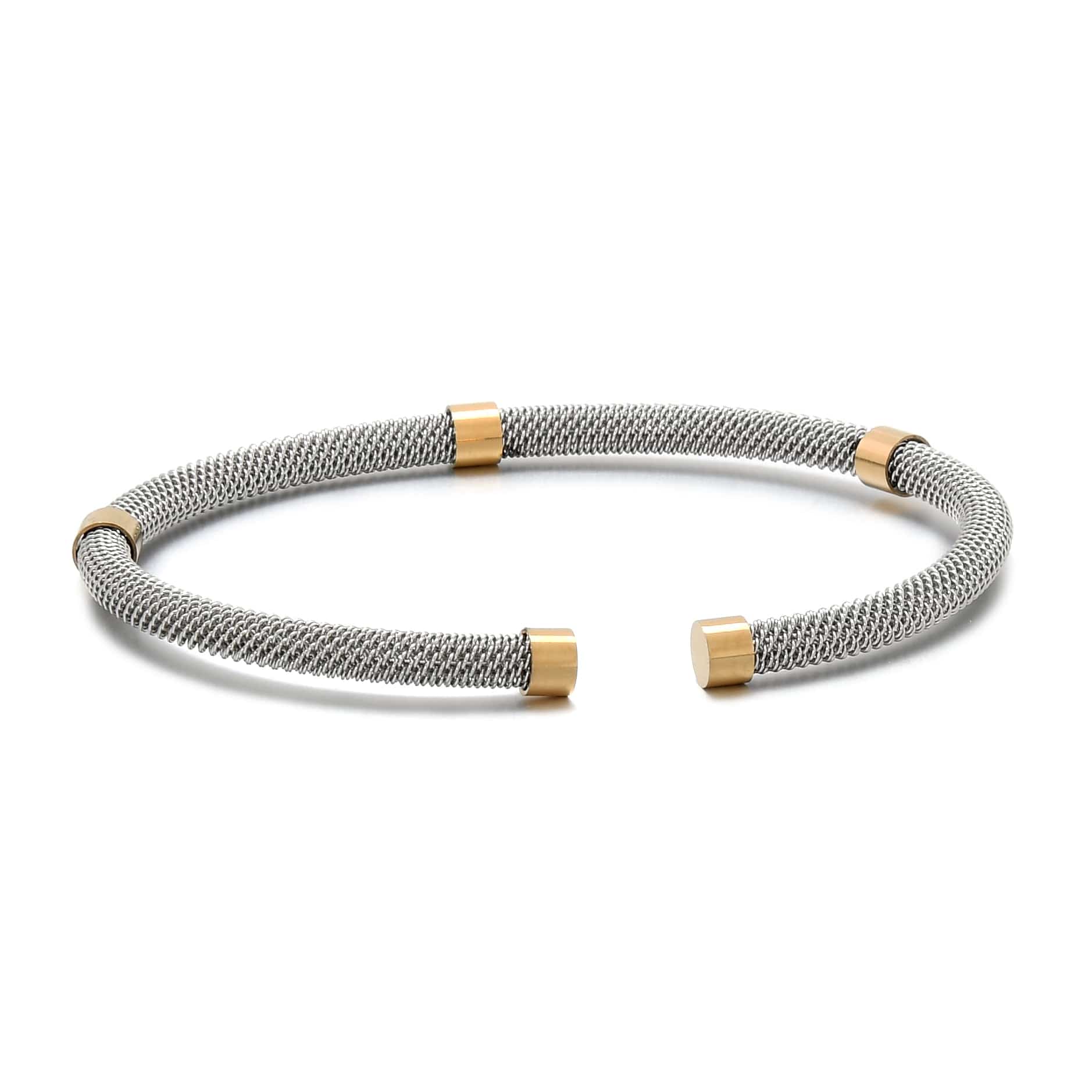 Kalifano Steel Hearts Jewelry Silver Rope Braided Steel Hearts Bracelet SHB145-S