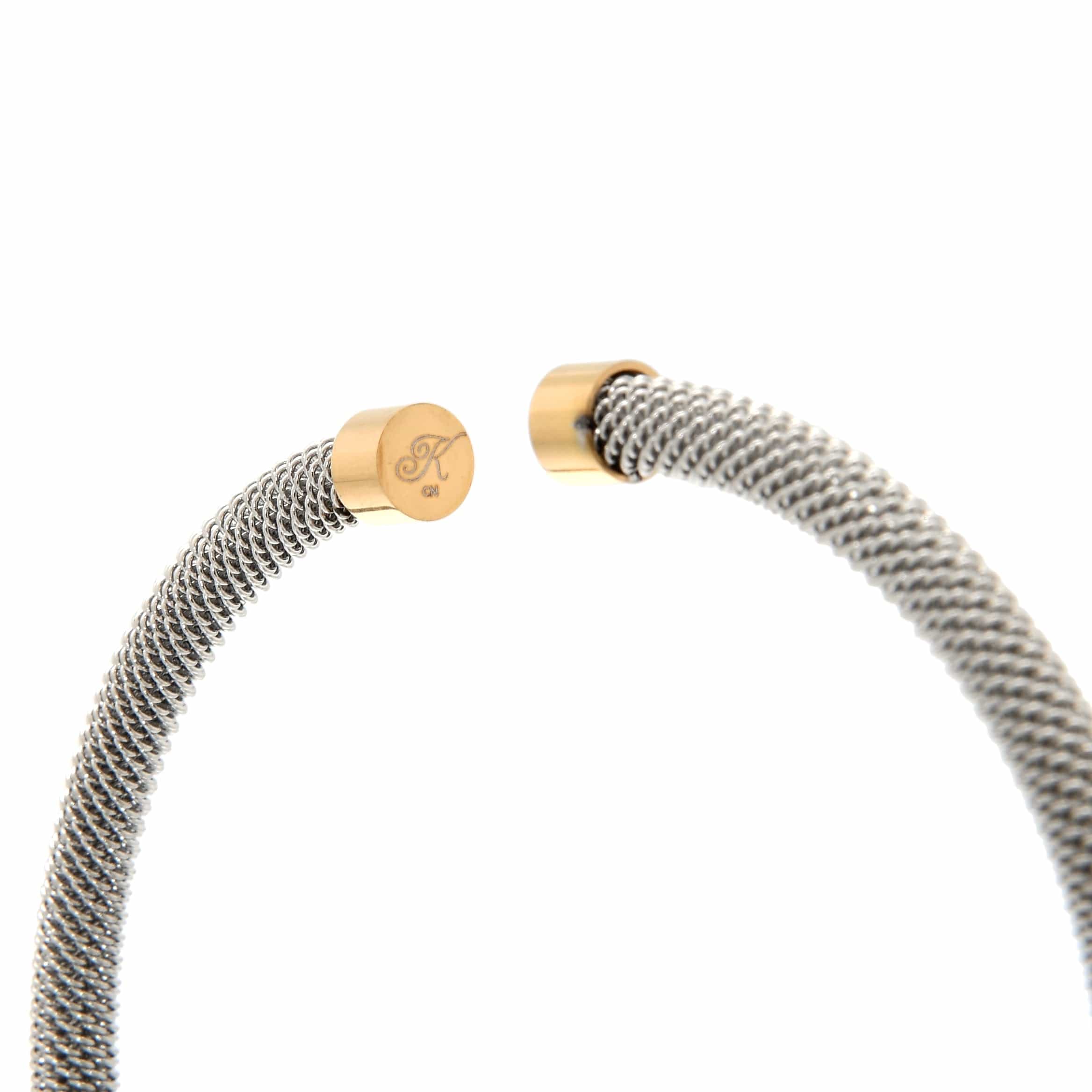 Kalifano Steel Hearts Jewelry Silver Rope Braided Steel Hearts Bracelet SHB145-S