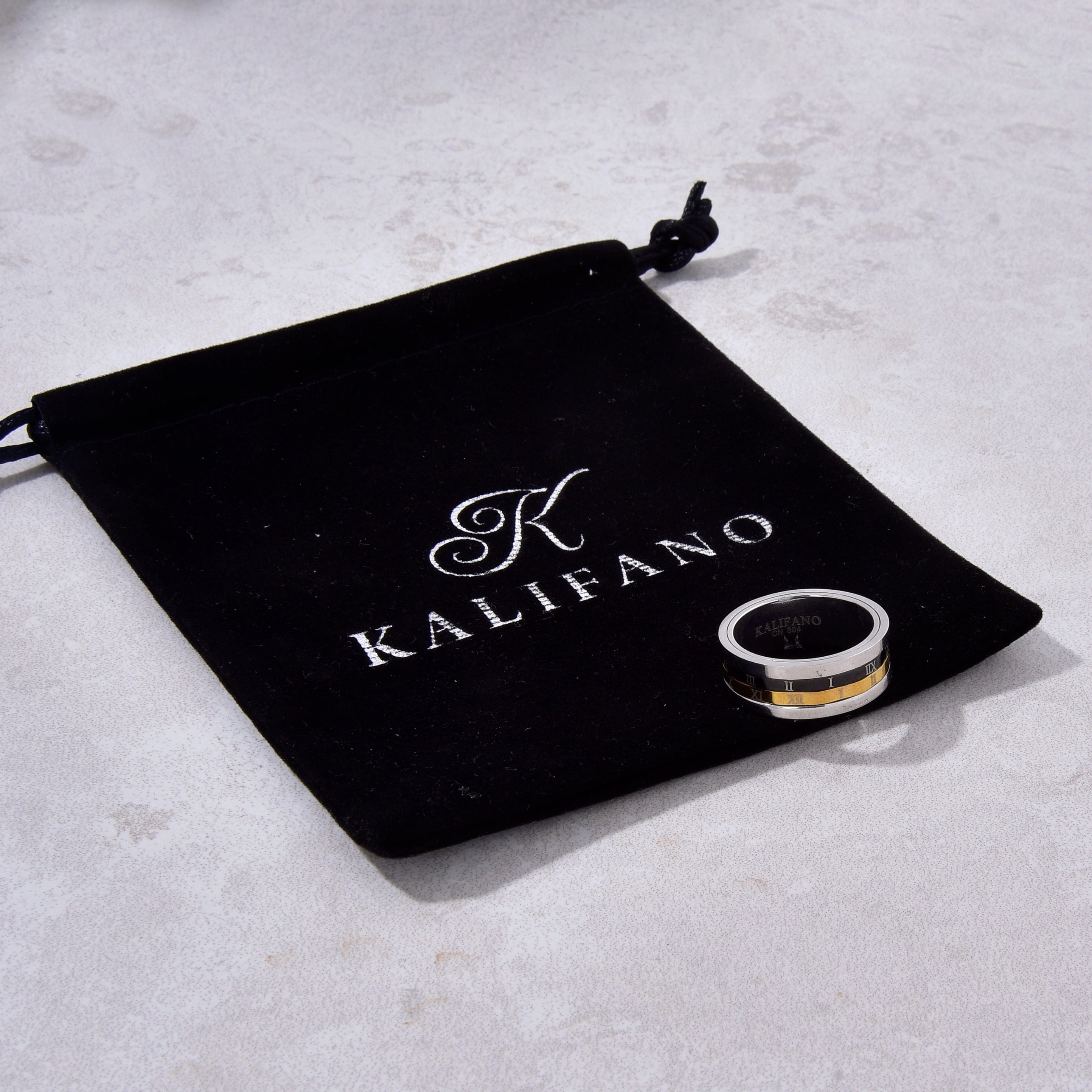 Kalifano Steel Hearts Jewelry Silver Rotatable Roman Numerals Steel Hearts Ring