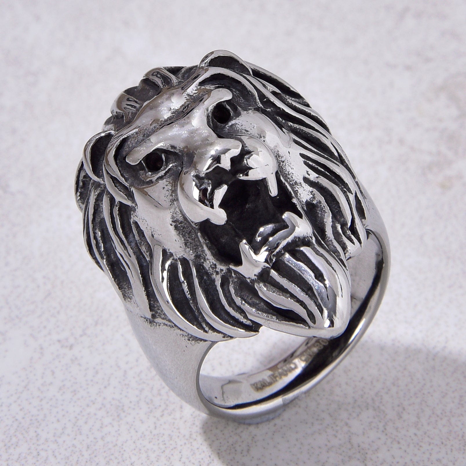 Kalifano Steel Hearts Jewelry Silver Tiger Head Steel Hearts Ring