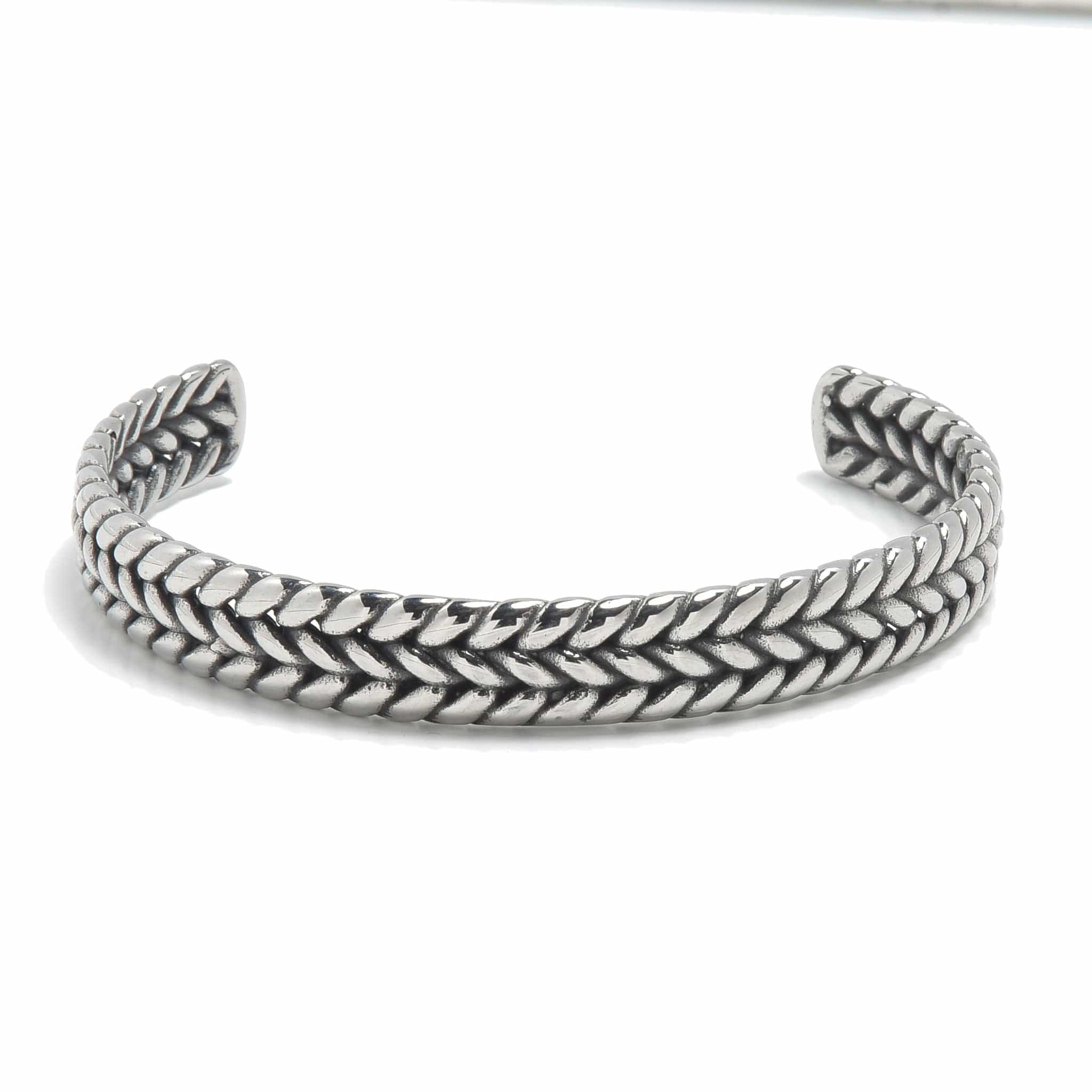 Kalifano Steel Hearts Jewelry Sleek Braided Steel Hearts Cuff SHC003-S