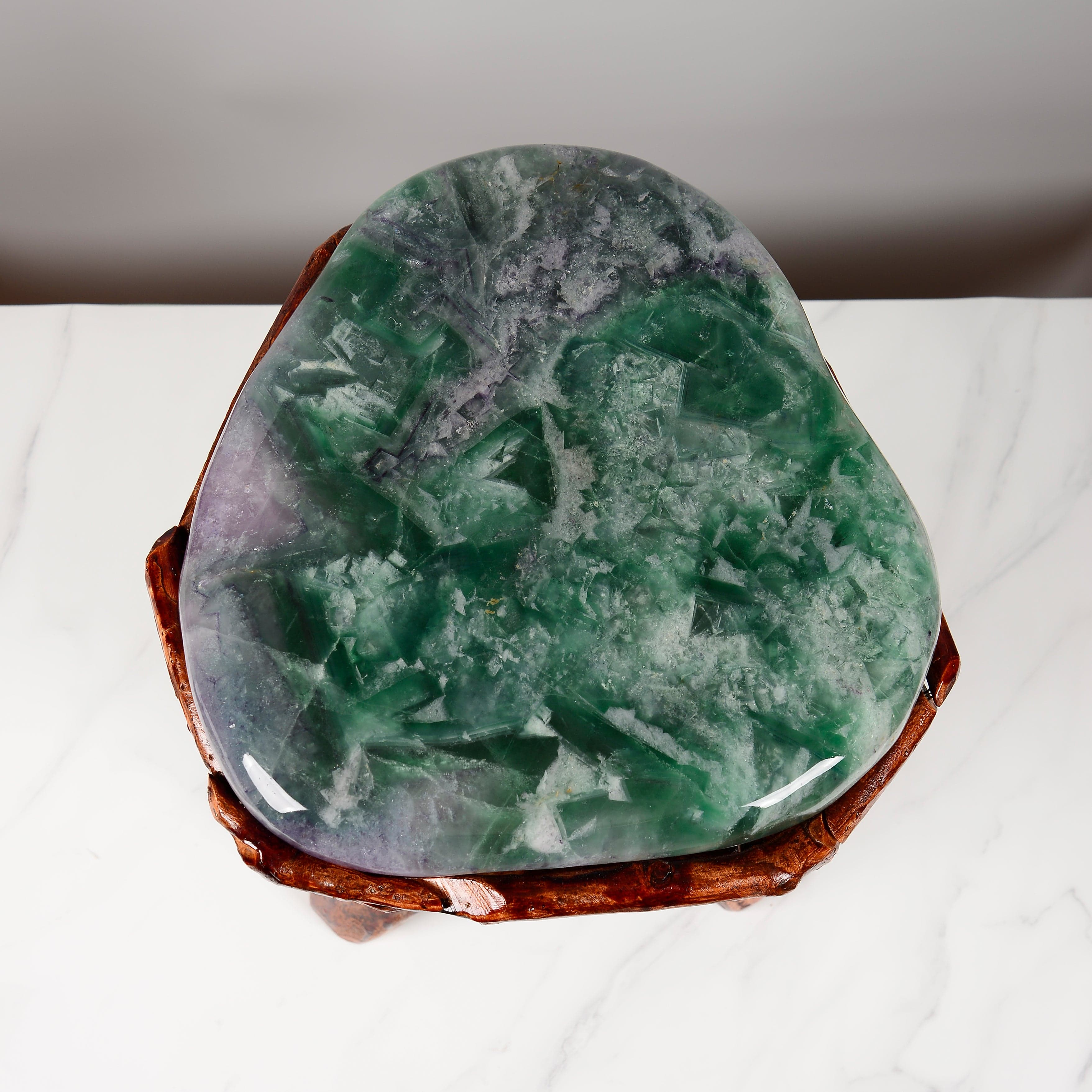 KALIFANO Table Green & Purple Fluorite Side Table 14" FLC4400.002