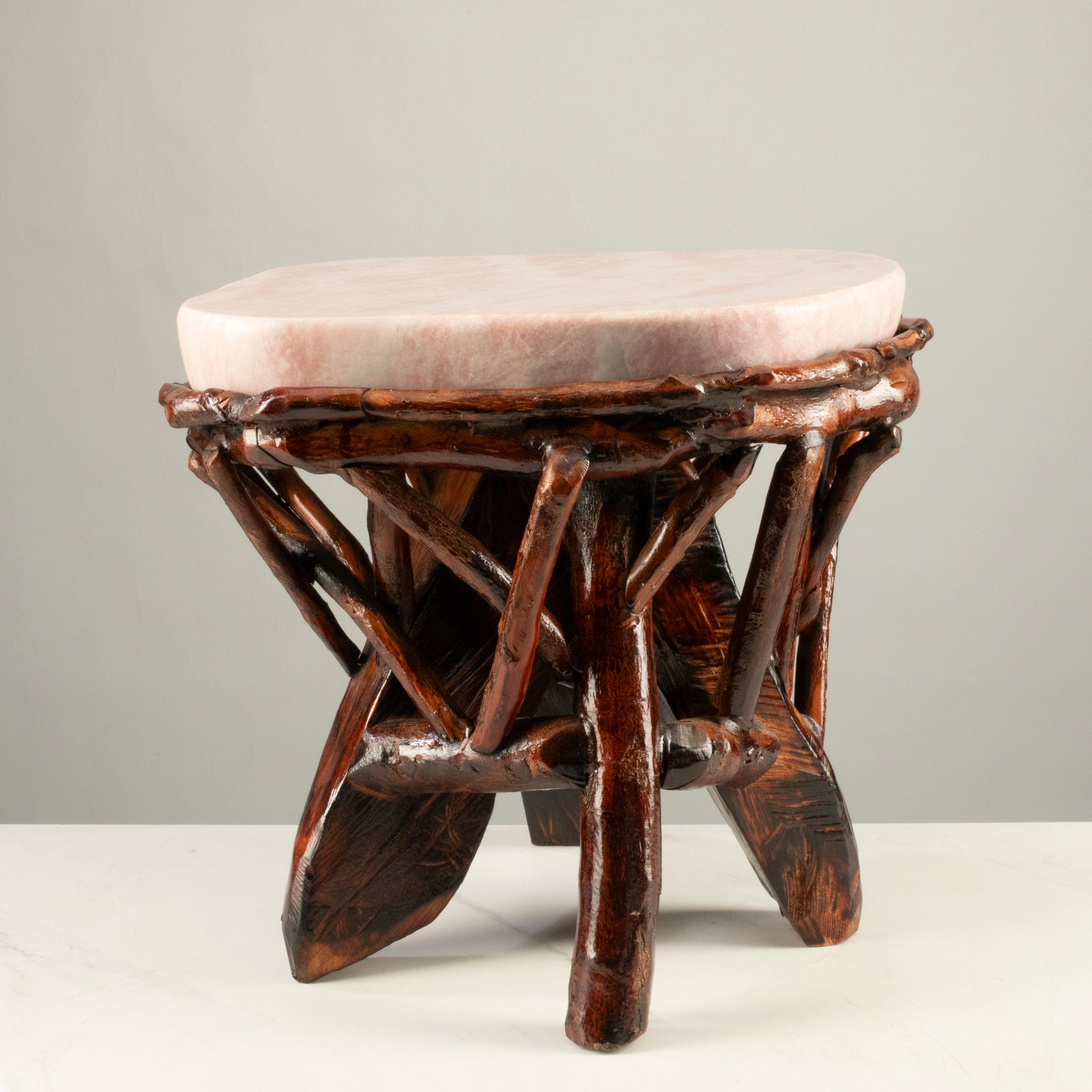 KALIFANO Table Pink Opal Side Table 14" POC5000.001