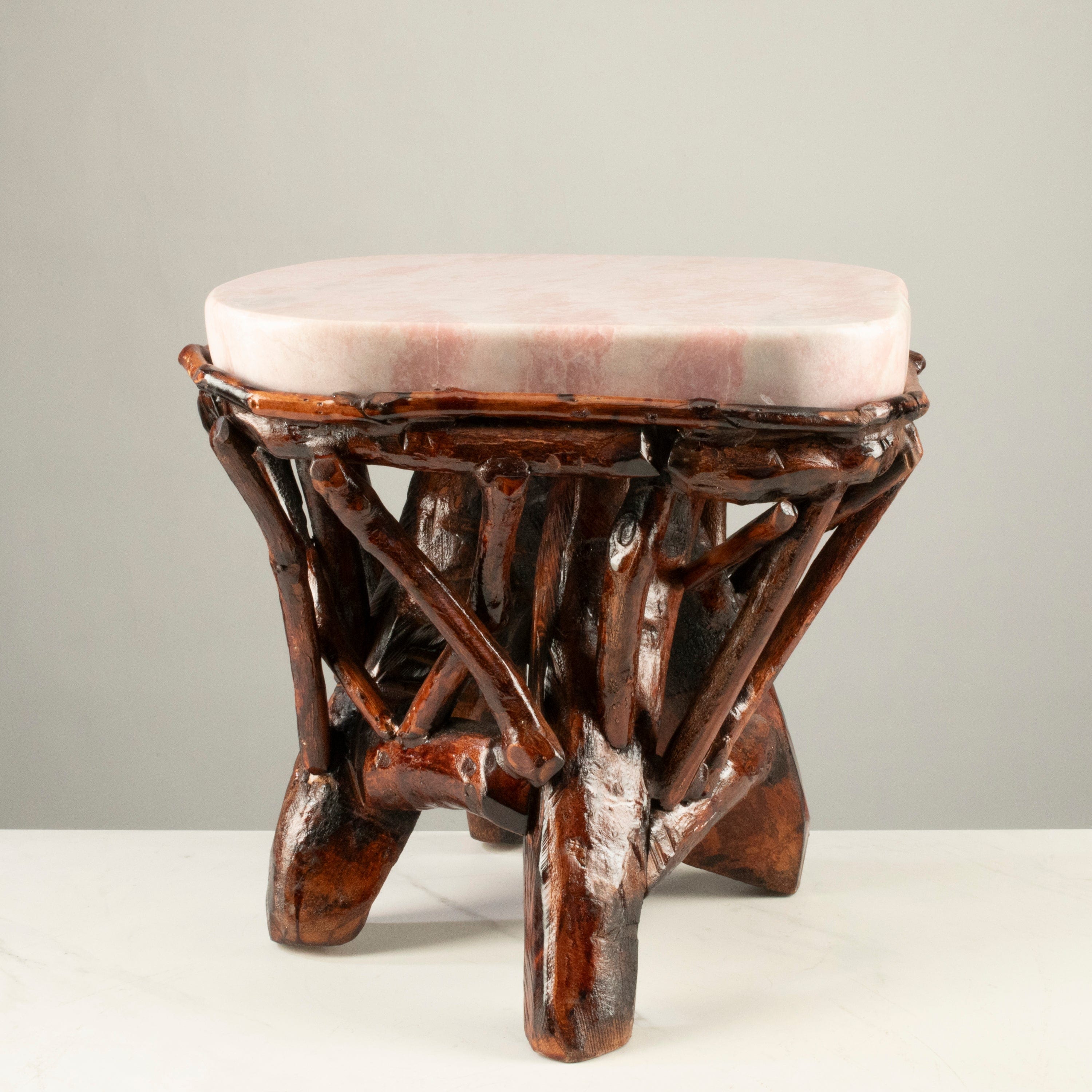 KALIFANO Table Pink Opal Side Table 14" POC5000.001