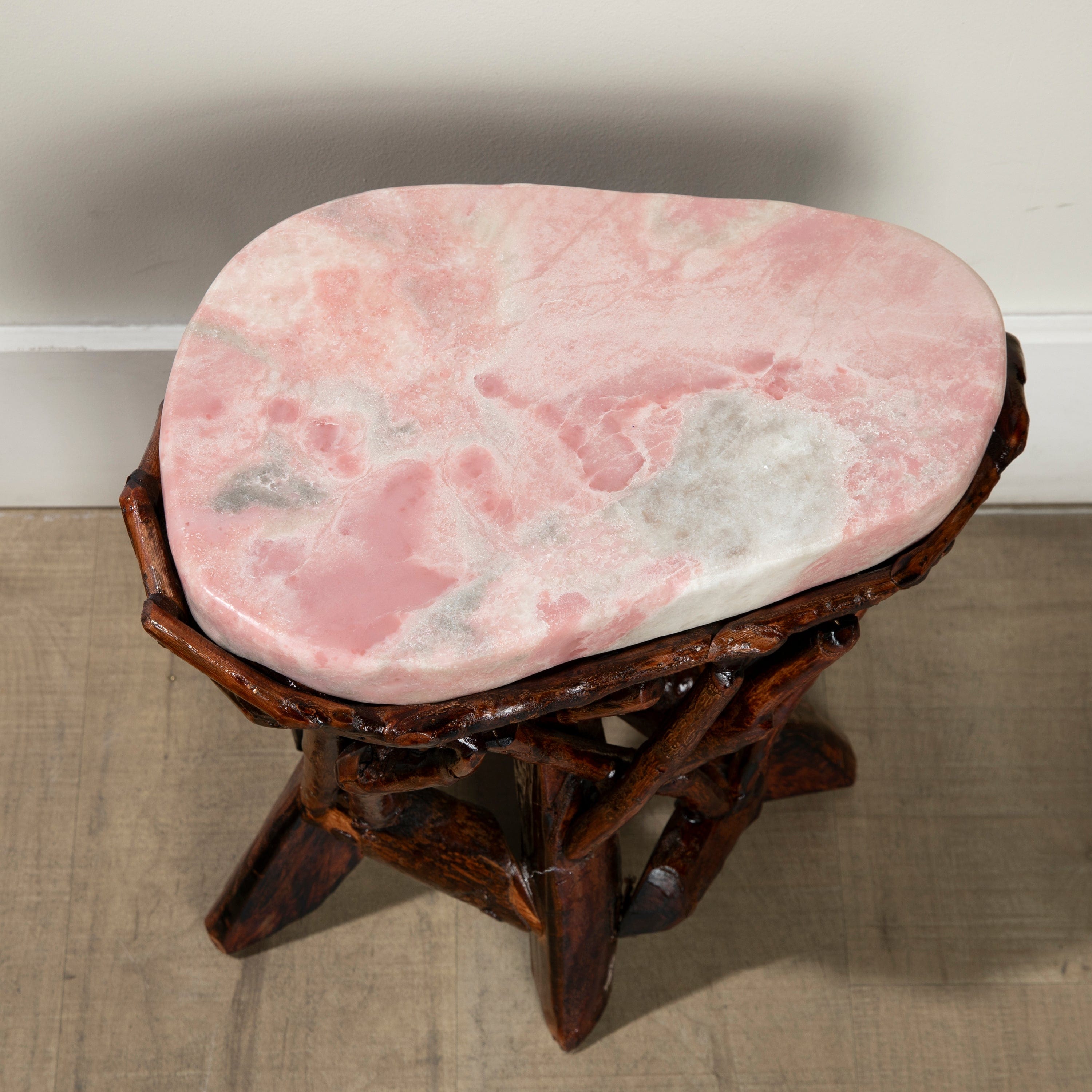 KALIFANO Table Pink Opal Side Table 15" POC4200.002