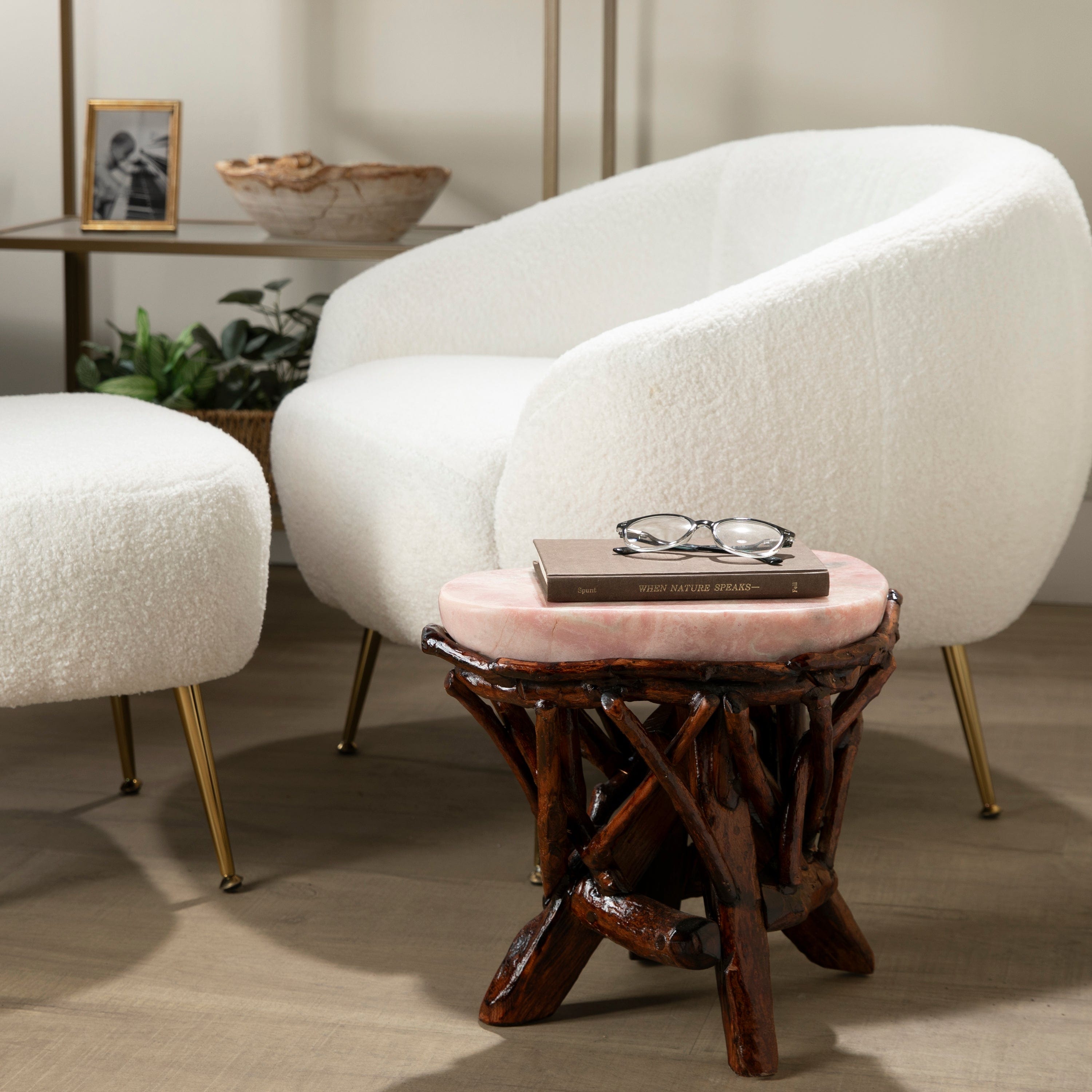 KALIFANO Table Pink Opal Side Table 15" POC4200.002