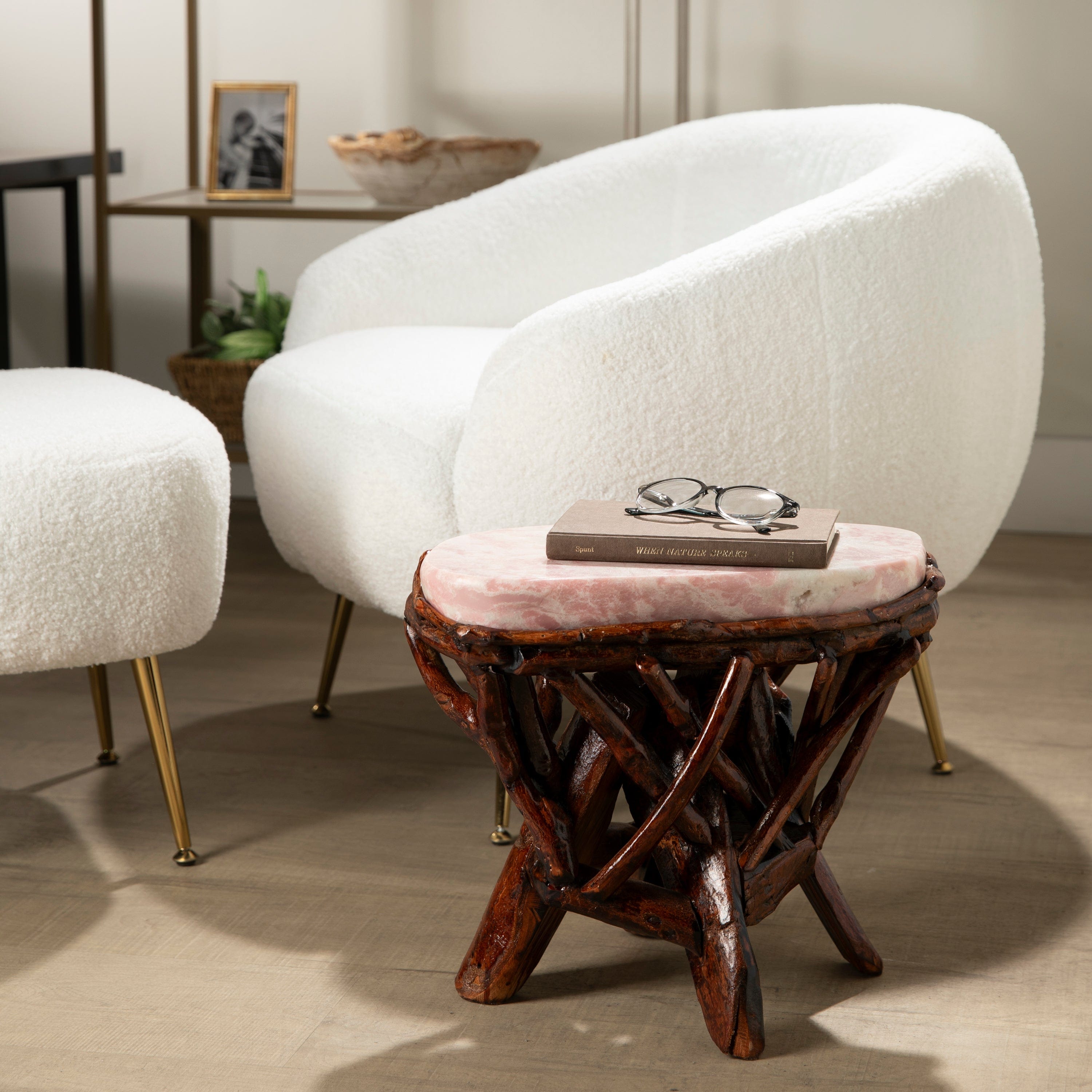 KALIFANO Table Pink Opal Side Table 15" POC4600.001
