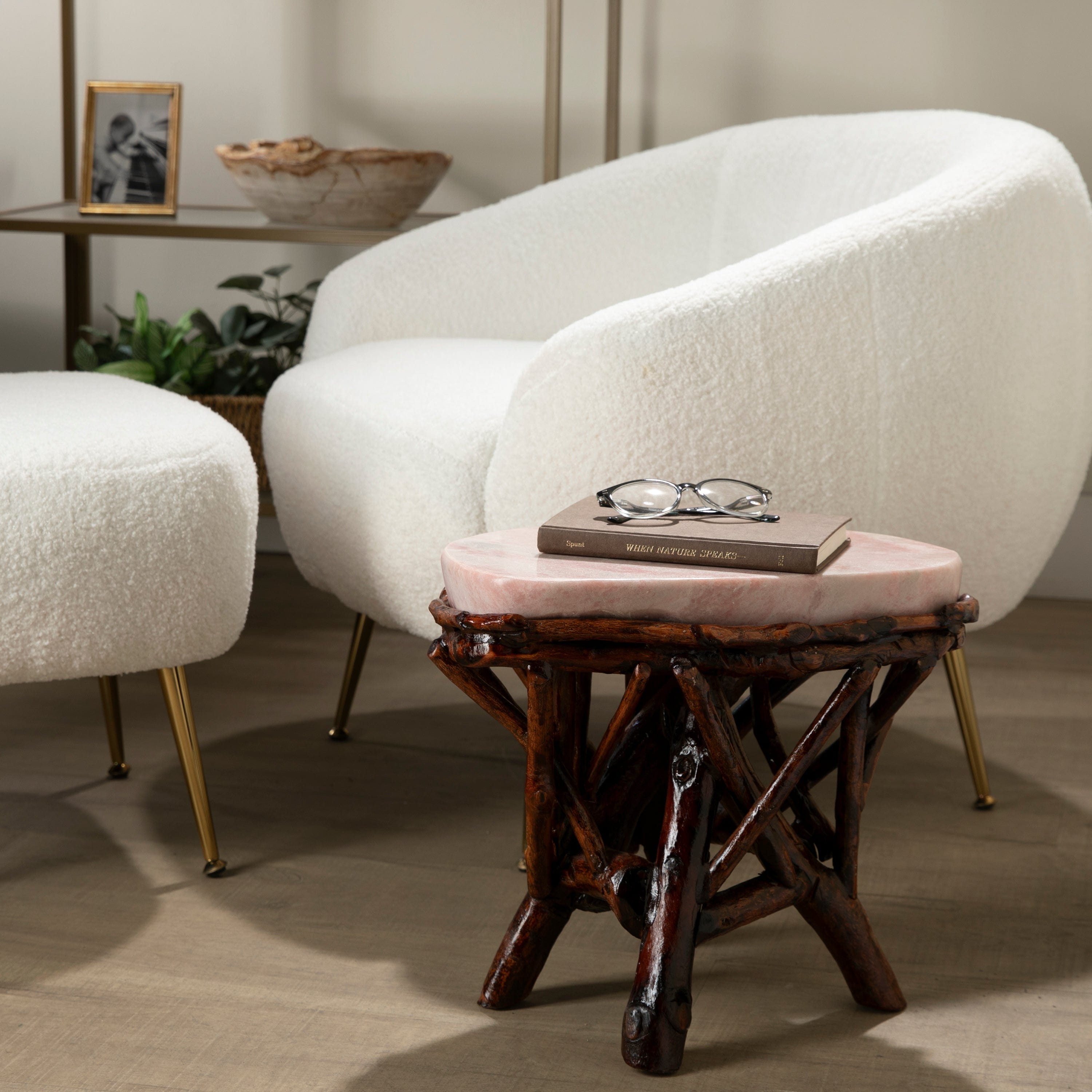 KALIFANO Table Pink Opal Side Table 16" POC4000.001