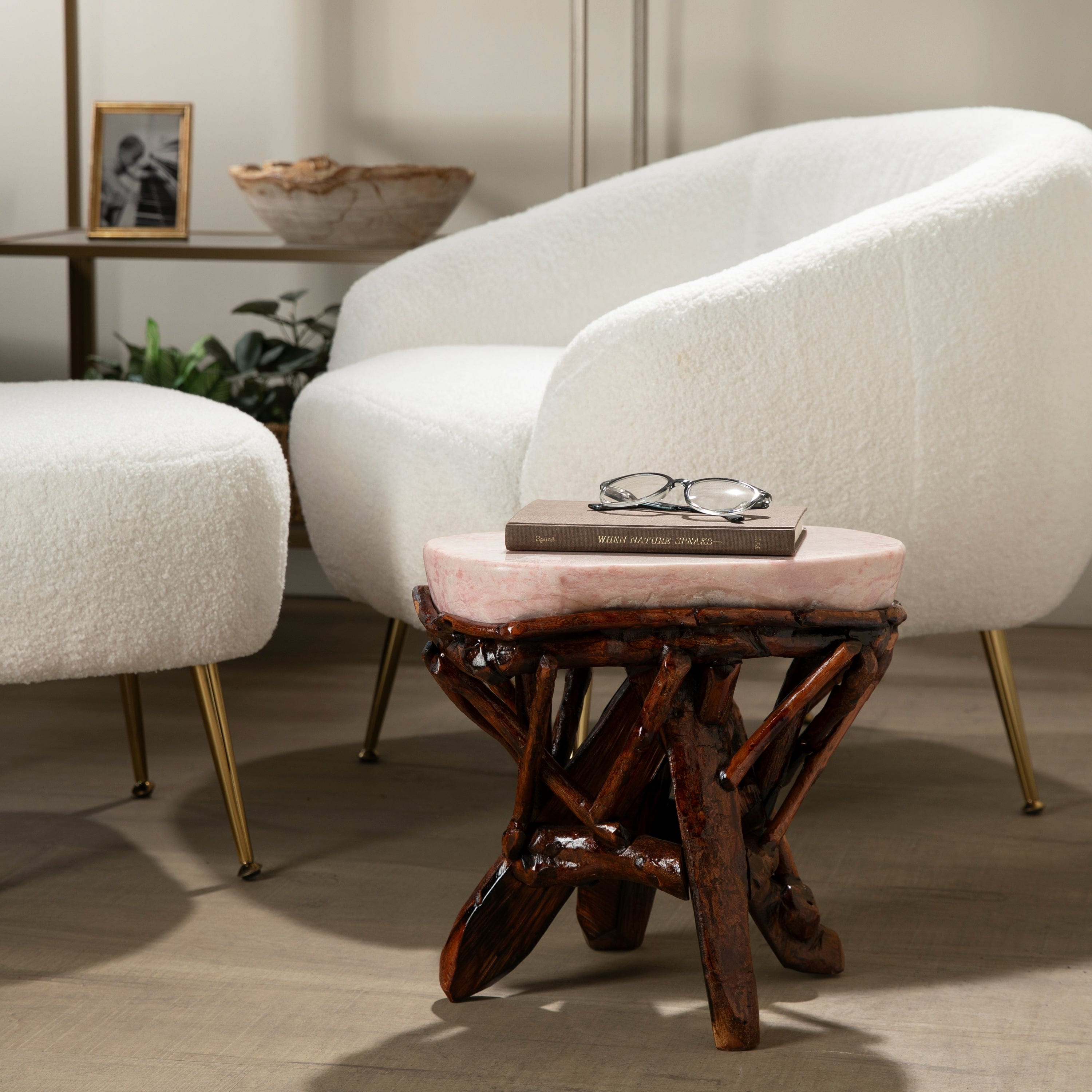 KALIFANO Table Pink Opal Side Table 16" POC4200.001