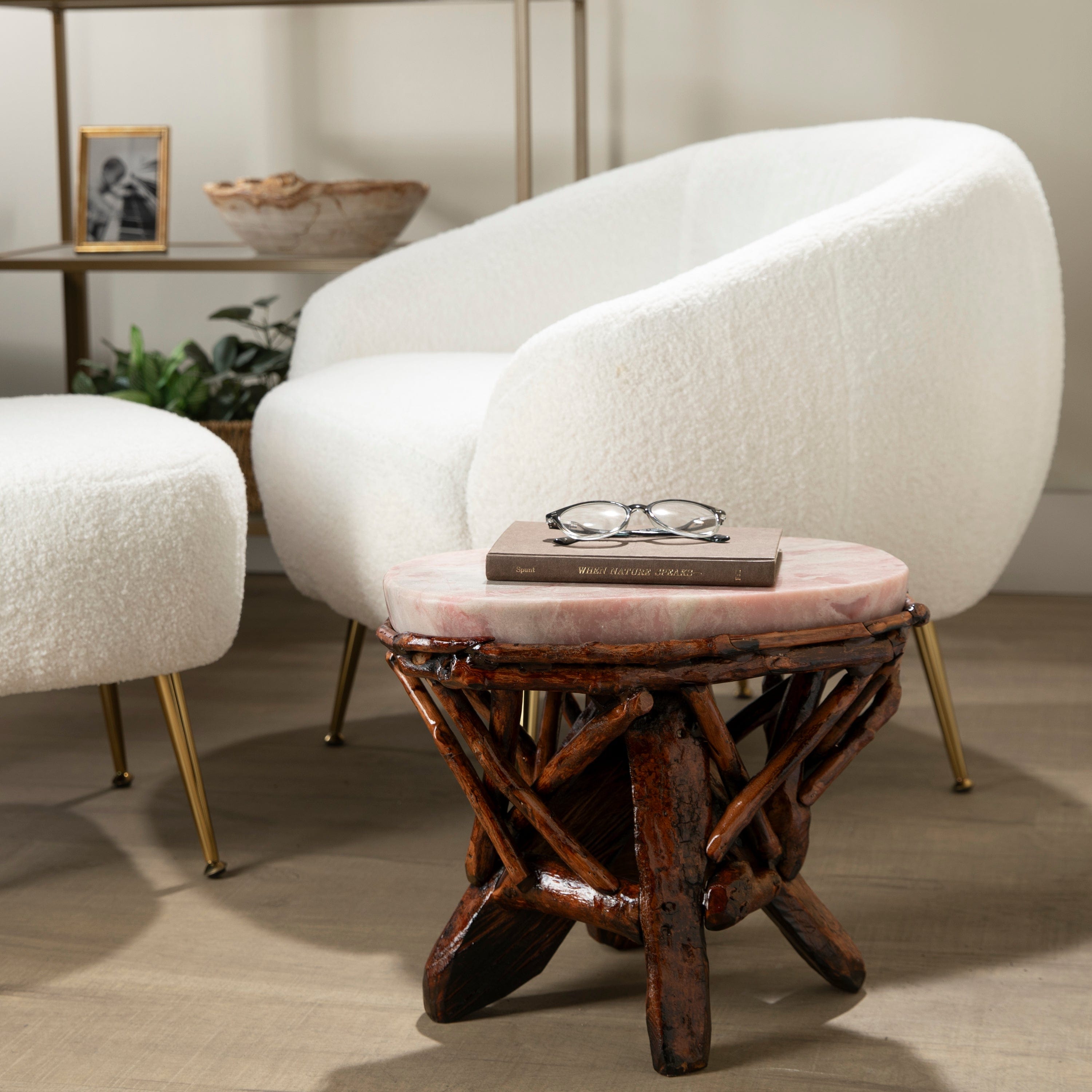KALIFANO Table Pink Opal Side Table 16" POC4600.004