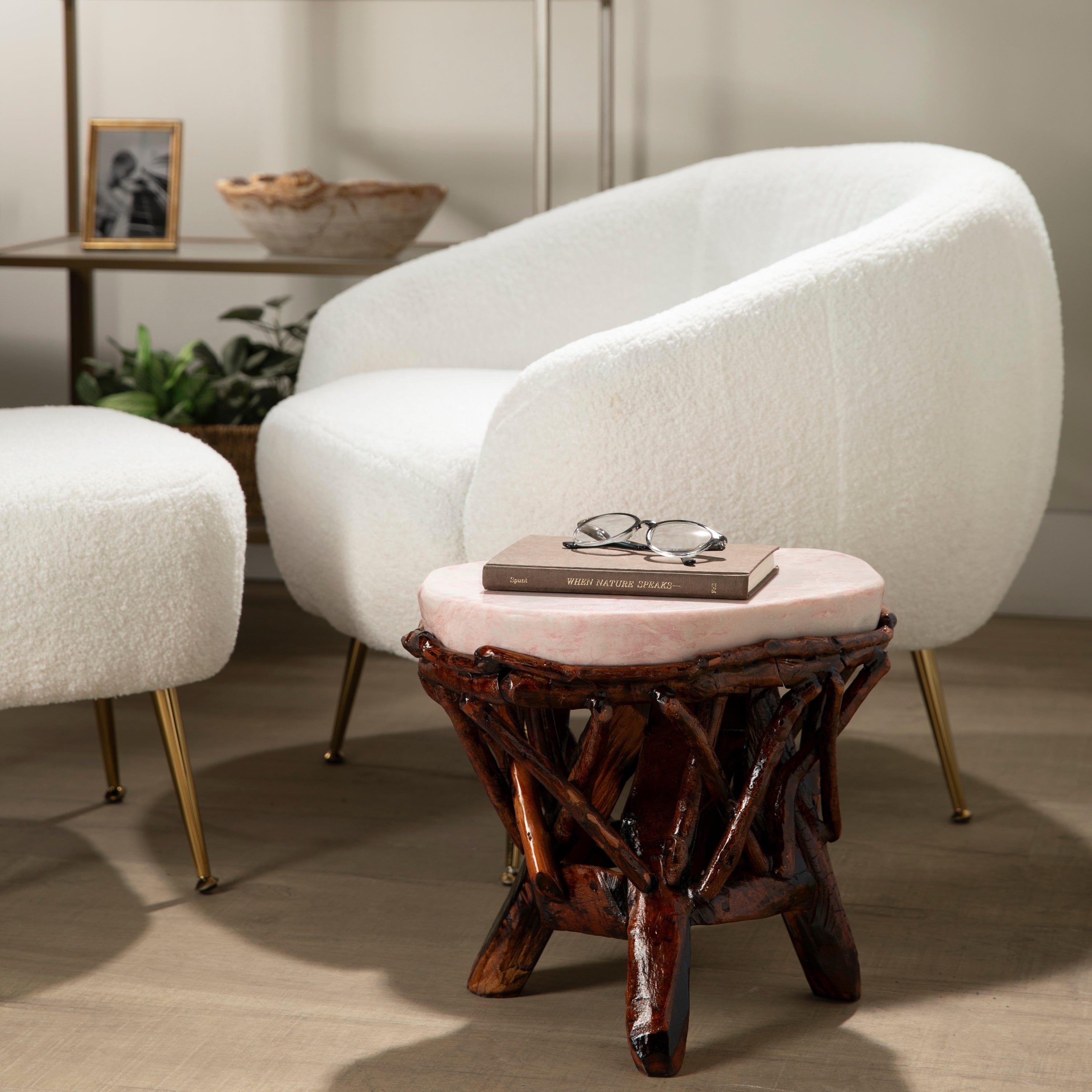 KALIFANO Table Pink Opal Side Table 17" POC4600.002