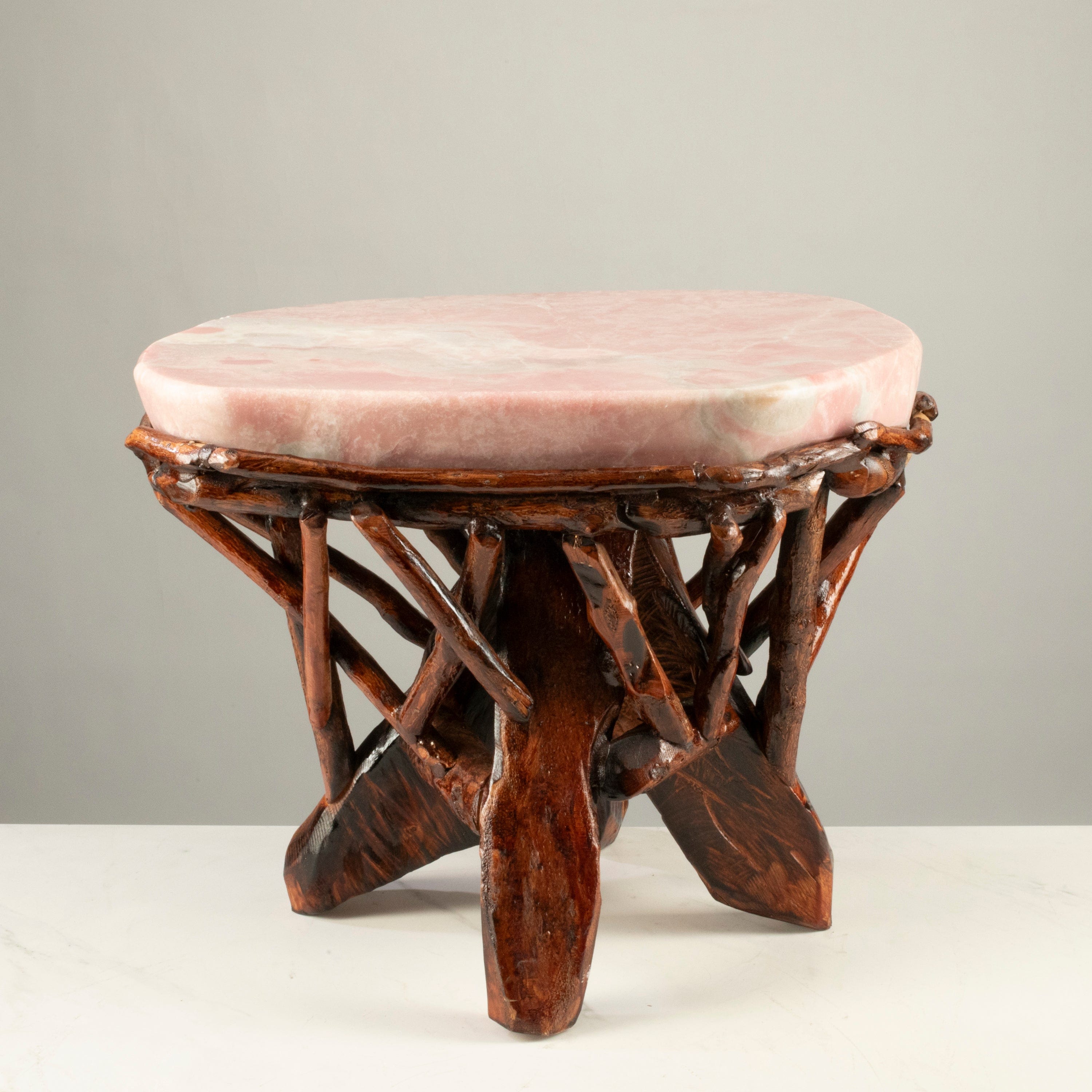 KALIFANO Table Pink Opal Side Table 18" POC6000.001