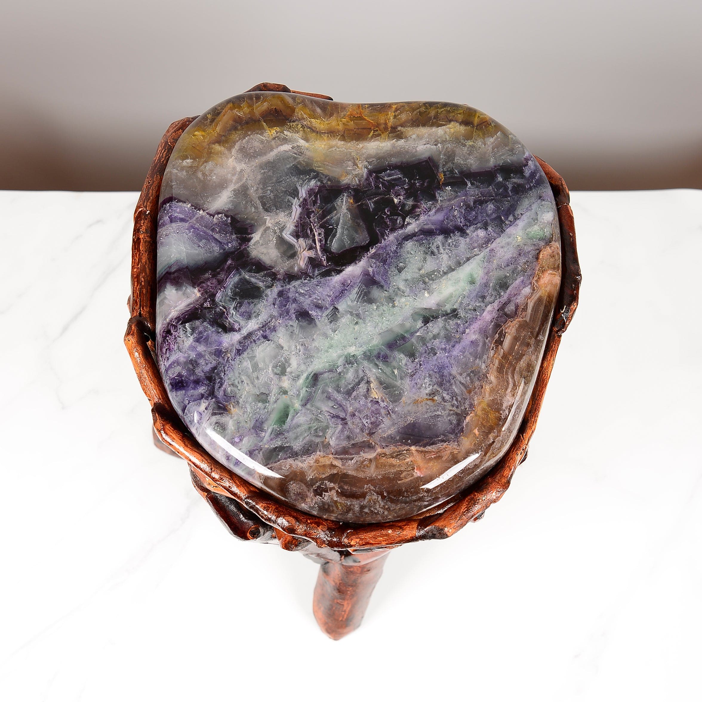 KALIFANO Table Purple Fluorite Side Table 12" FLC4000.005