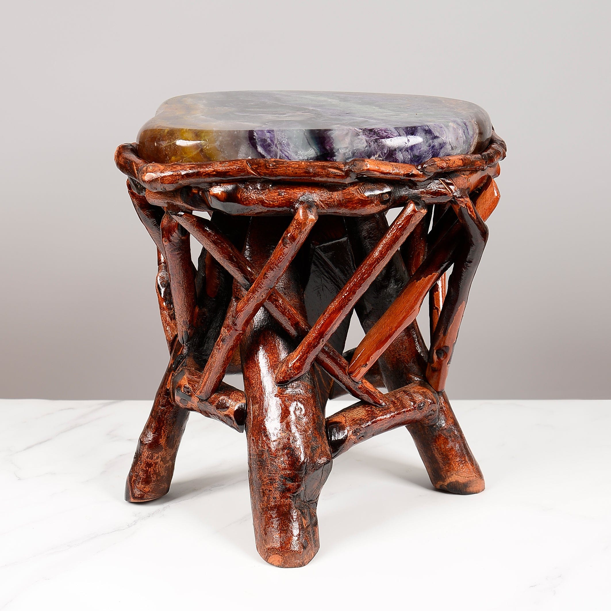 KALIFANO Table Purple Fluorite Side Table 12" FLC4000.005