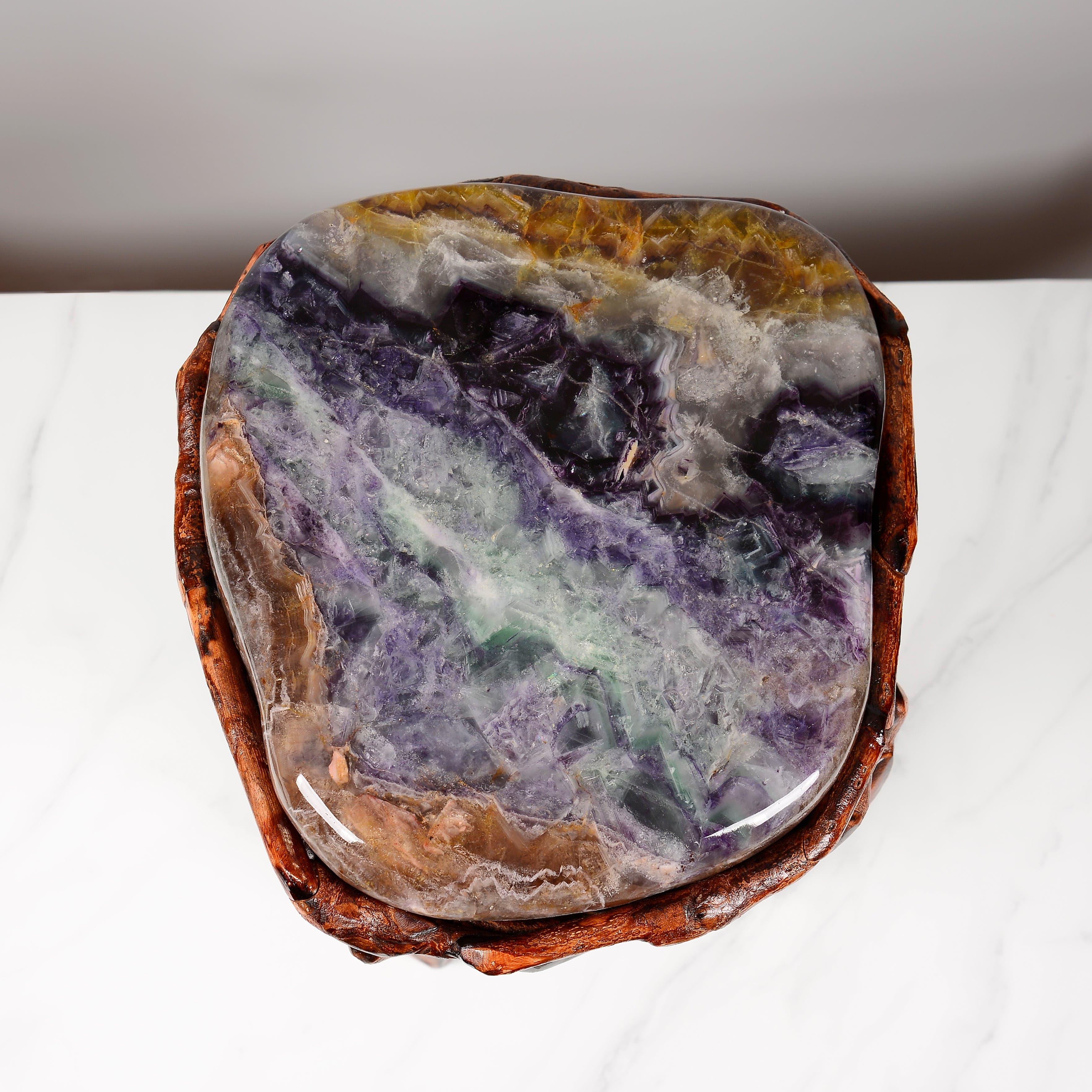 KALIFANO Table Purple Fluorite Side Table 17" FLC4200.005