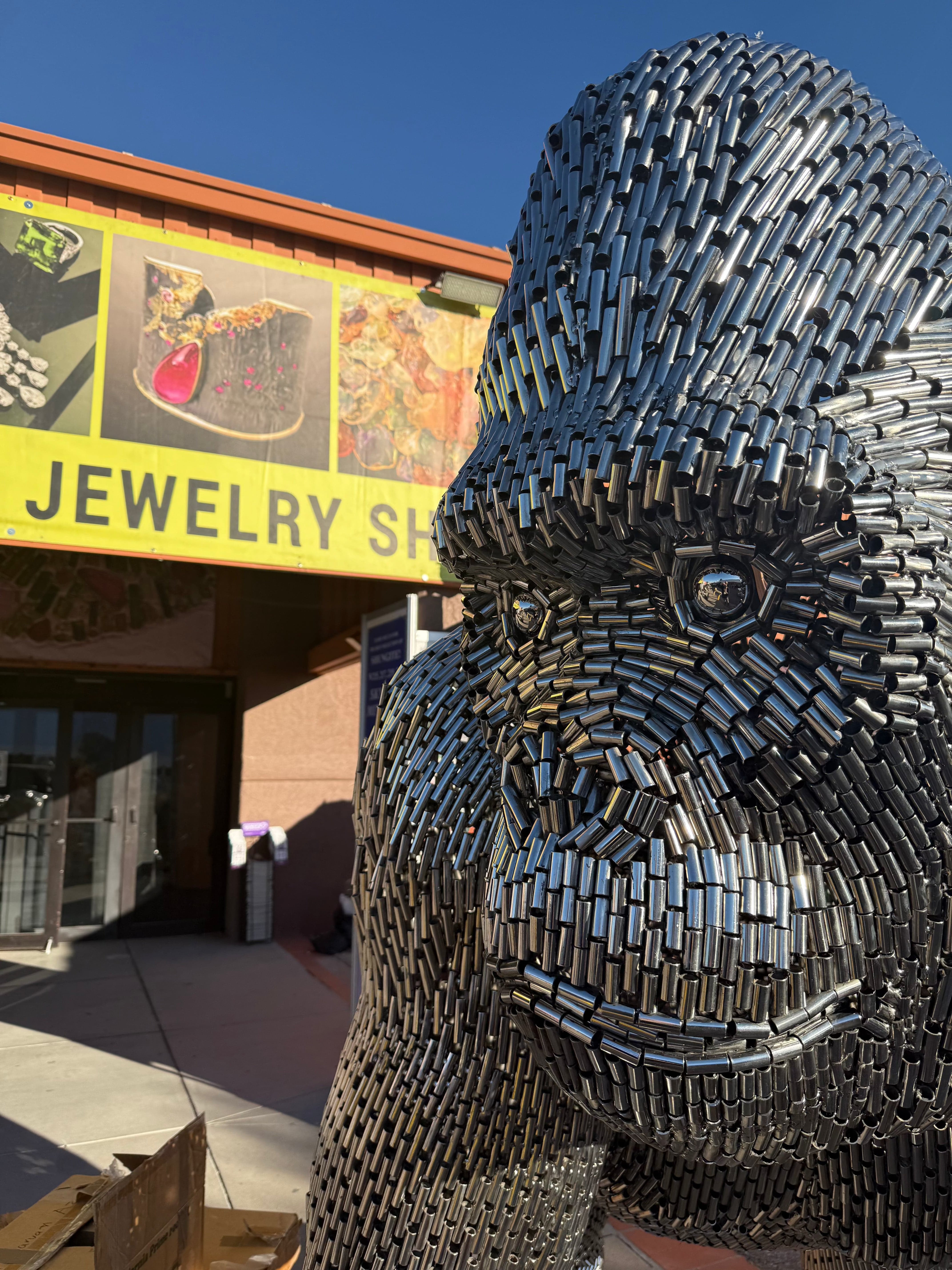 Kalifano Teak Wood and Stainless Steel Giant Gorilla Stainless Steel Statue SSS-G230
