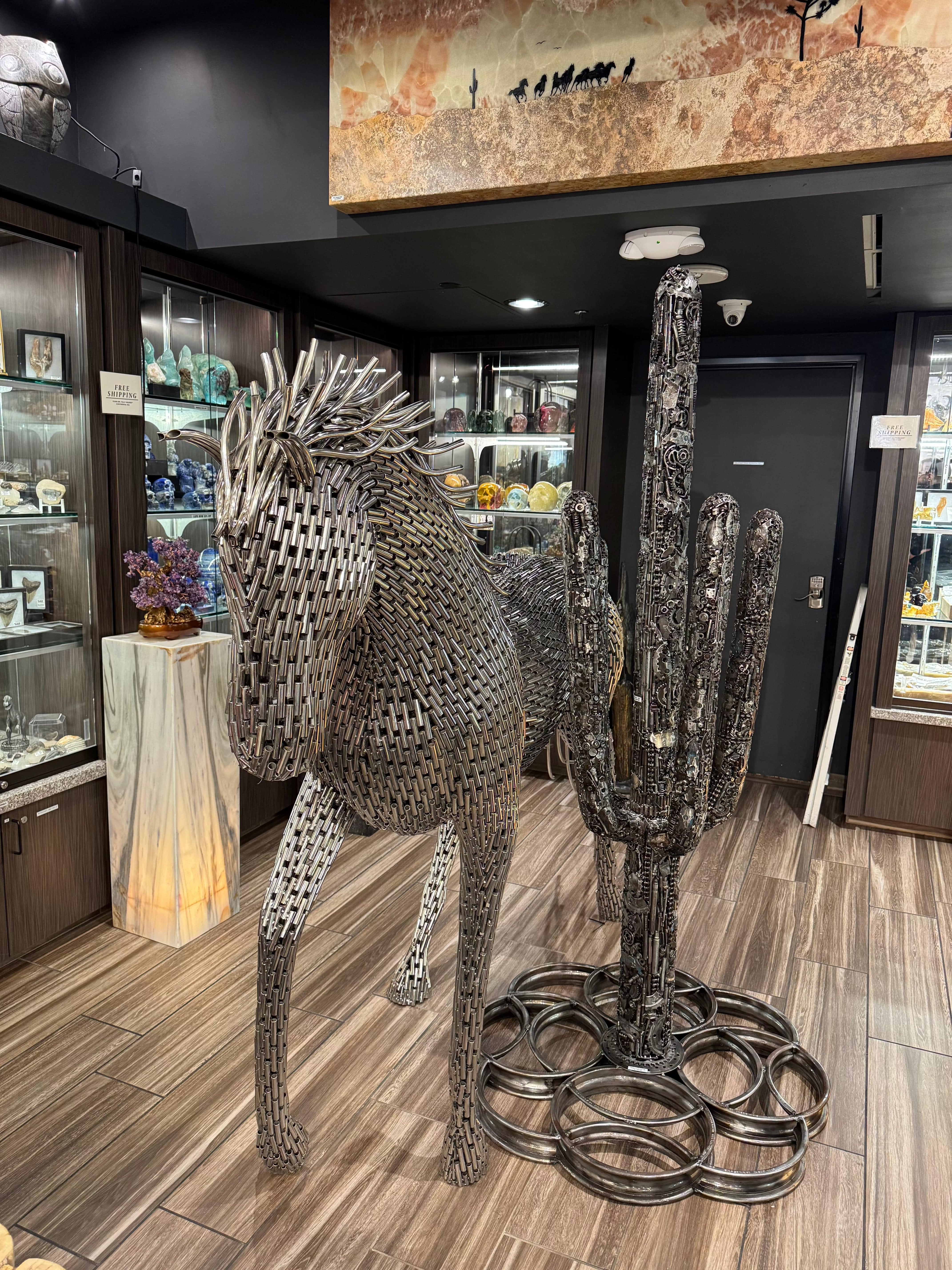 Kalifano Teak Wood and Stainless Steel Stainless Steel Walking Pipe Horse SSS-H252