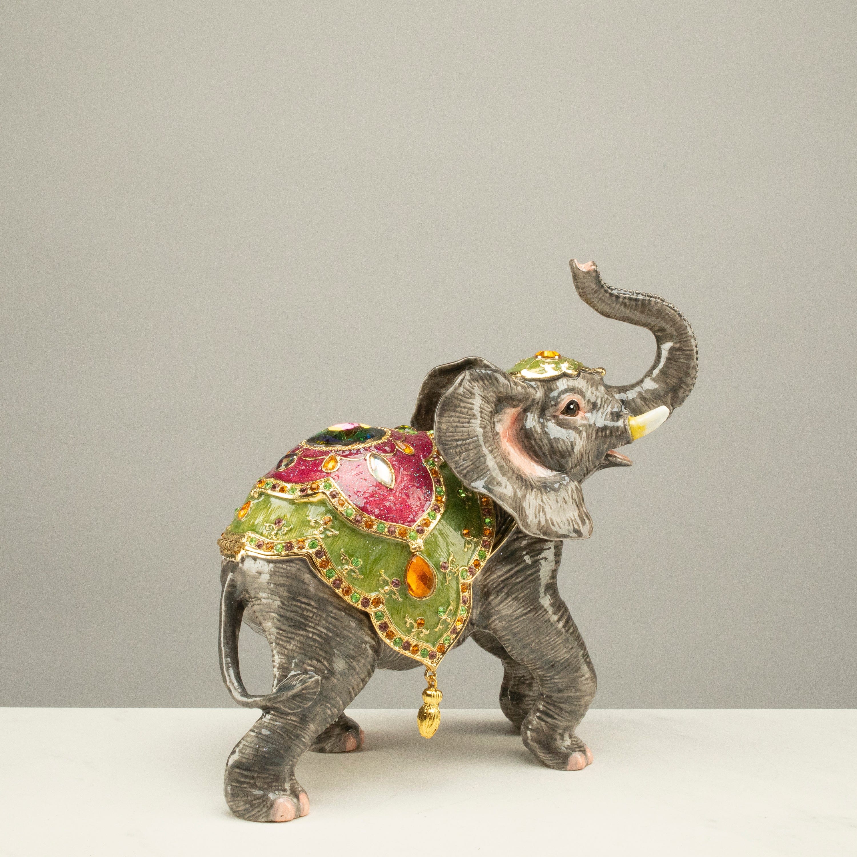 Kalifano Vanity Figurine Elephant Figurine Keepsake Box made with Crystals SVA-124