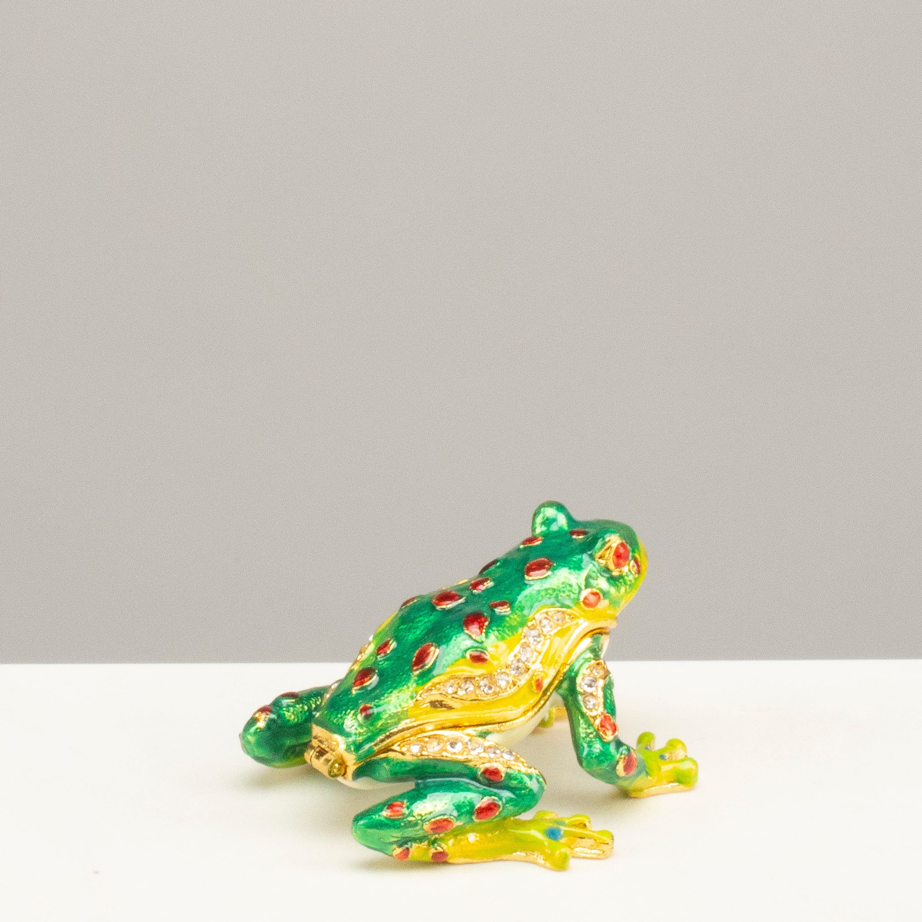 Kalifano Vanity Figurine Frog Figurine Keepsake Box made with Crystals SVA-123