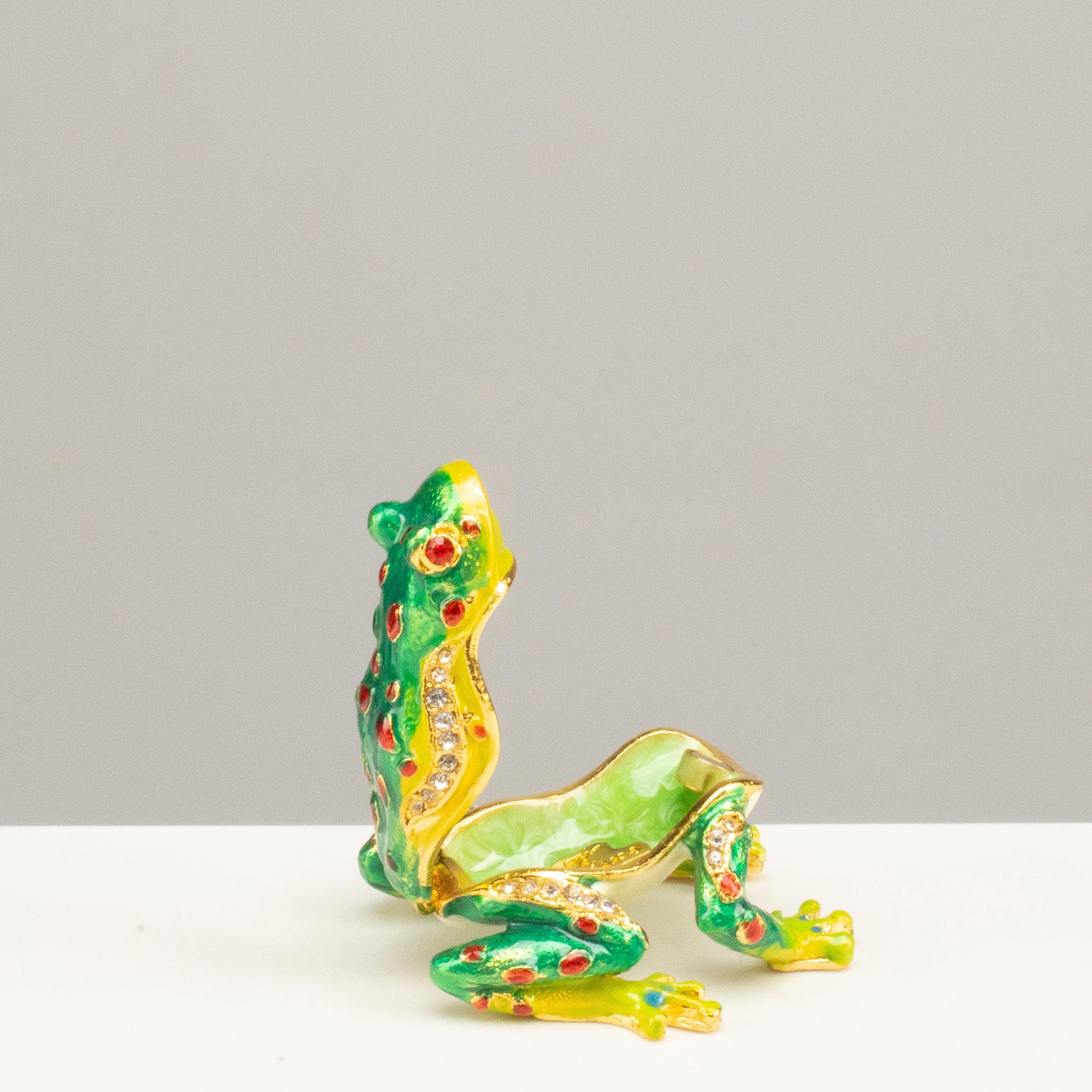 Kalifano Vanity Figurine Frog Figurine Keepsake Box made with Crystals SVA-123