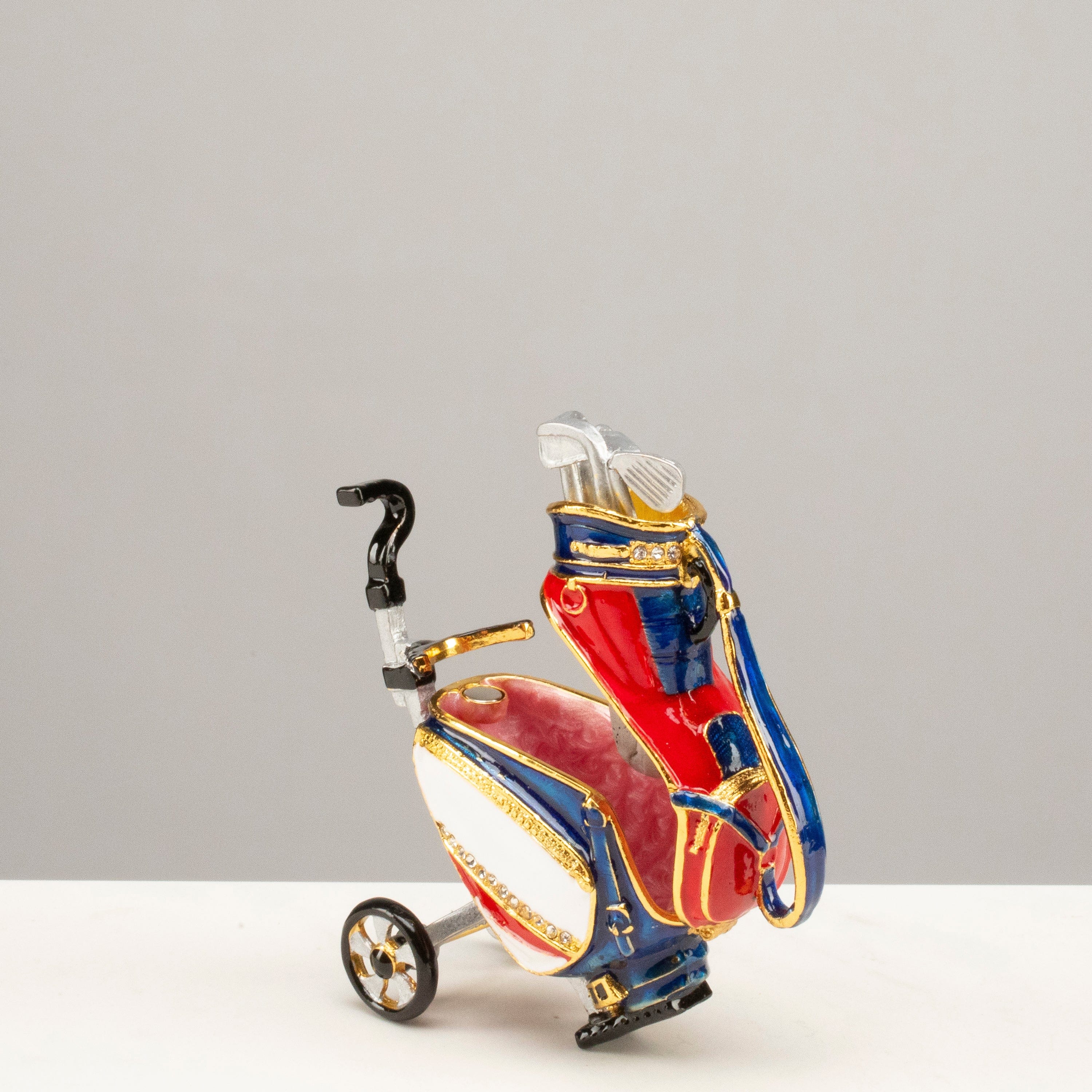 Kalifano Vanity Figurine Golf Bag Figurine Keepsake Box made with Crystals SVA-117