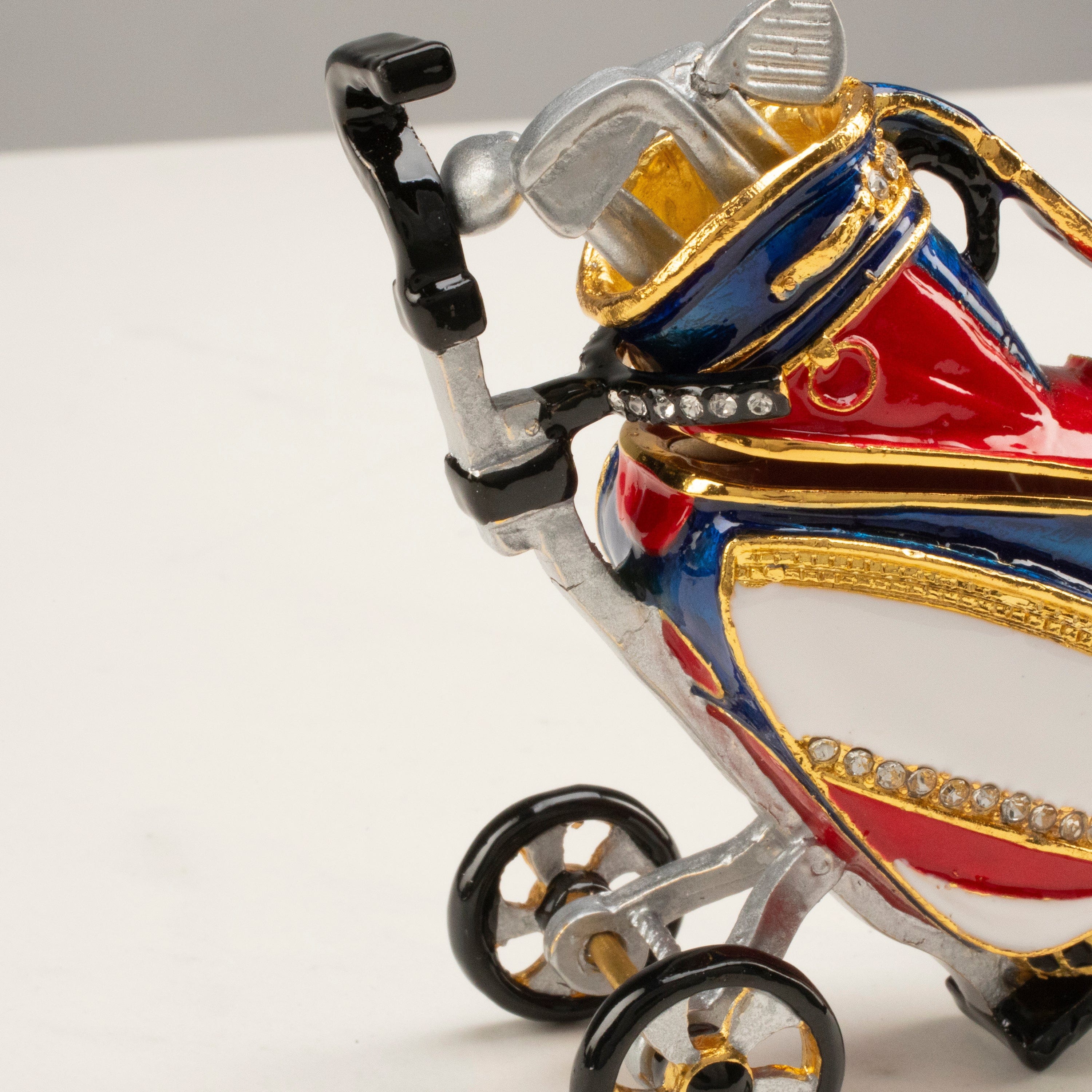 Kalifano Vanity Figurine Golf Bag Figurine Keepsake Box made with Crystals SVA-117