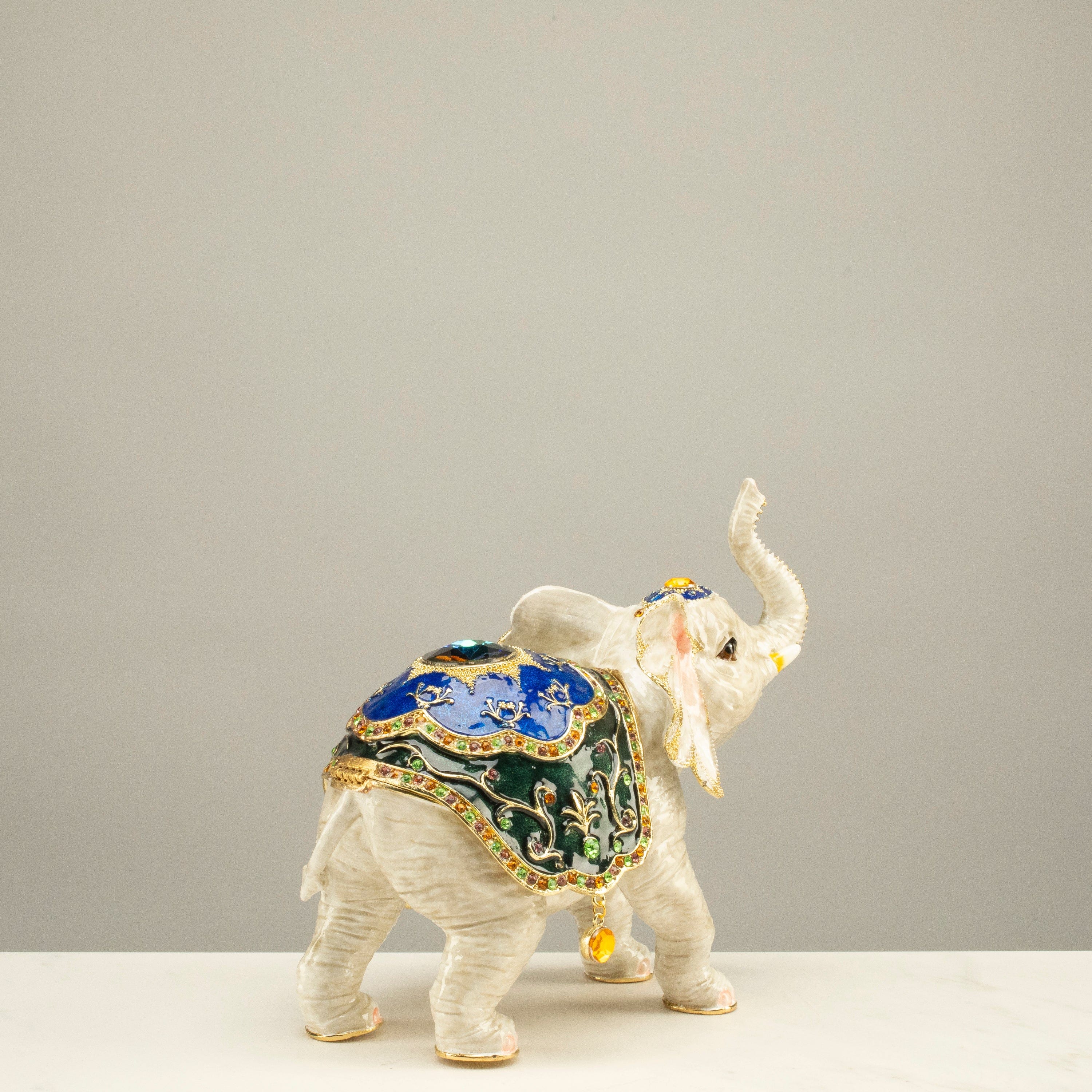 Kalifano Vanity Figurine Large Gray Elephant Figurine Keepsake Box made with Crystals SVA-102