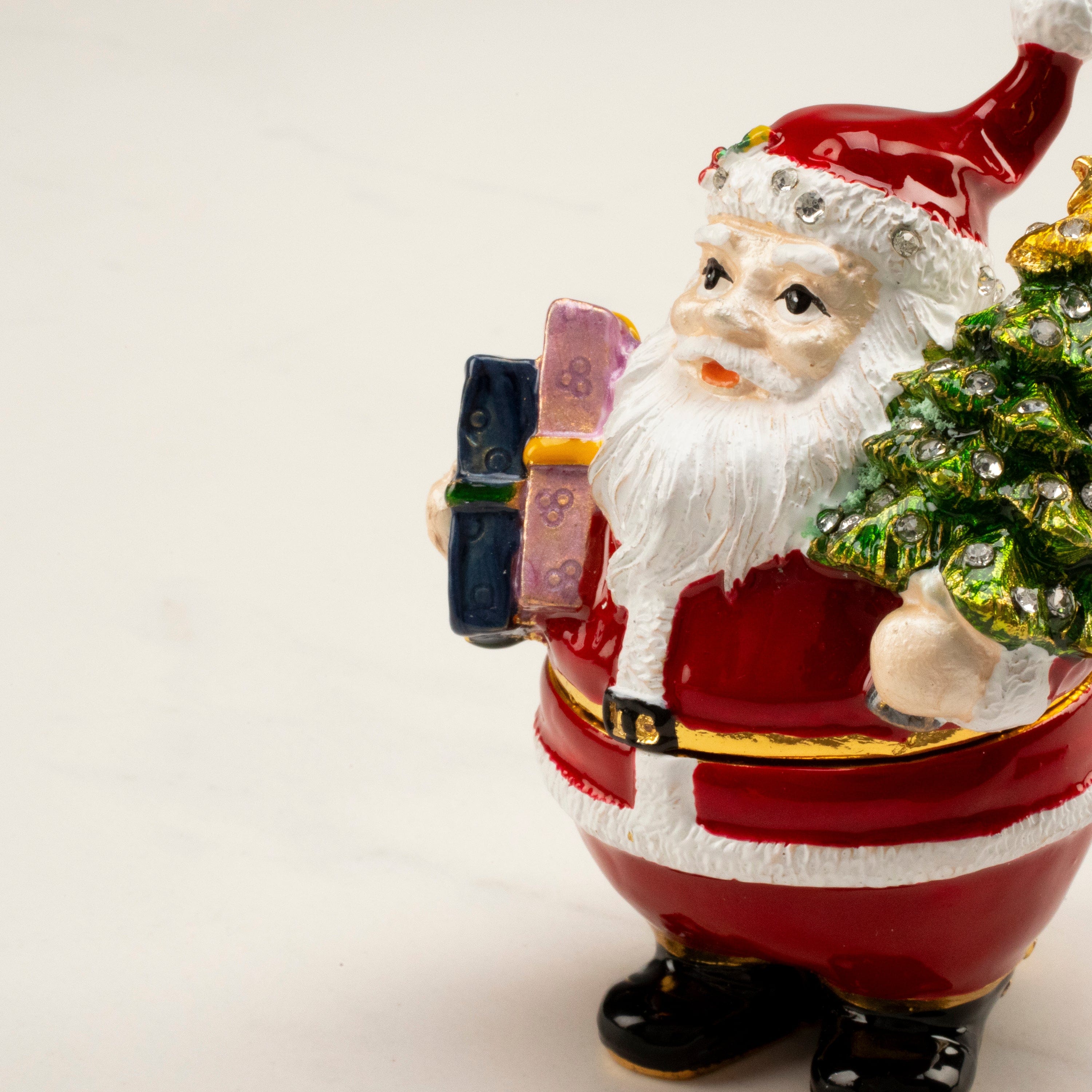 Kalifano Vanity Figurine Santa Claus with Christmas Tree Figurine Keepsake Box made with Crystals SVA-113