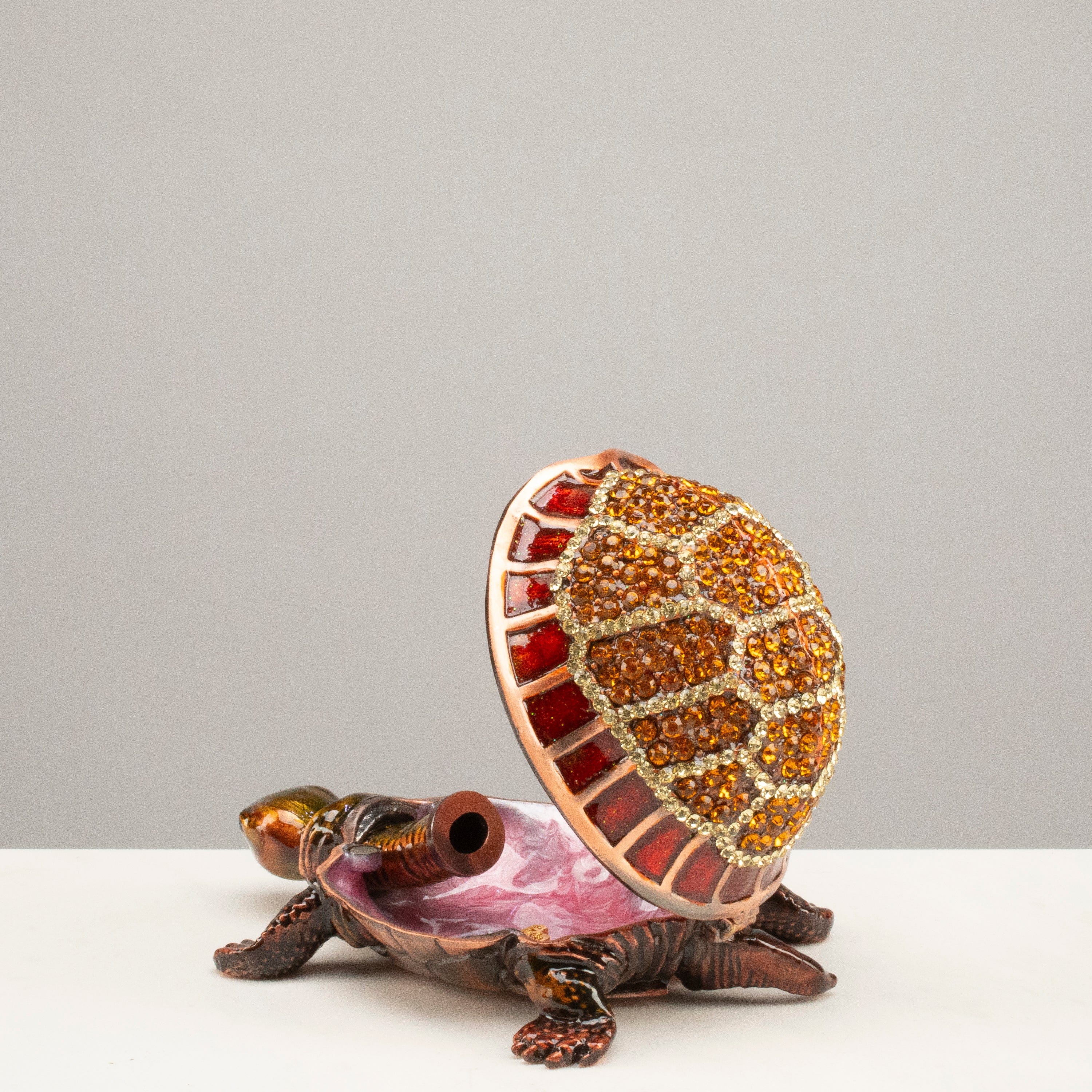 Kalifano Vanity Figurine Tortoise Figurine Keepsake Box made with Crystals SVA-121