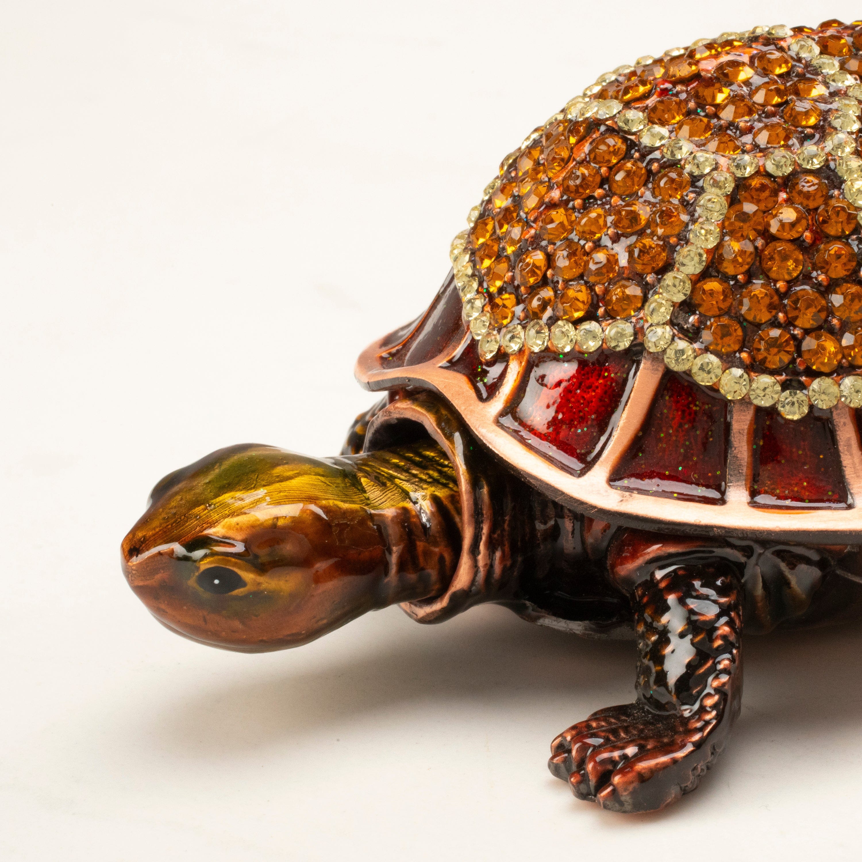 Kalifano Vanity Figurine Tortoise Figurine Keepsake Box made with Crystals SVA-121