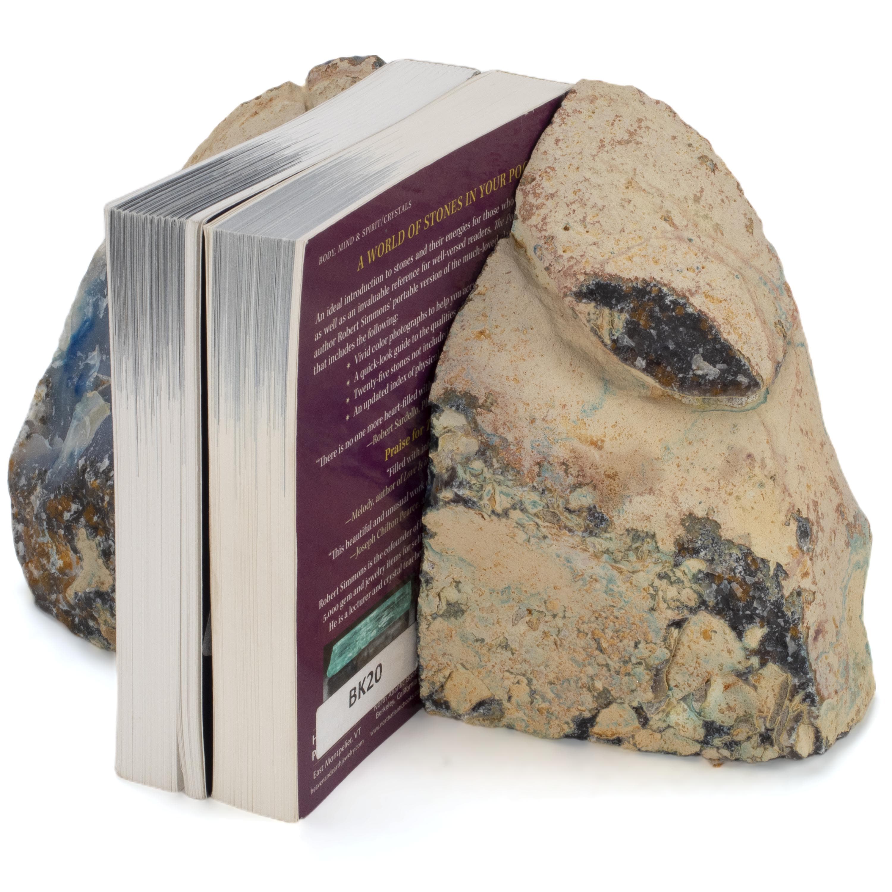 KALIFANO Agate Large Blue Agate Geode Bookend Set BAB400-BE