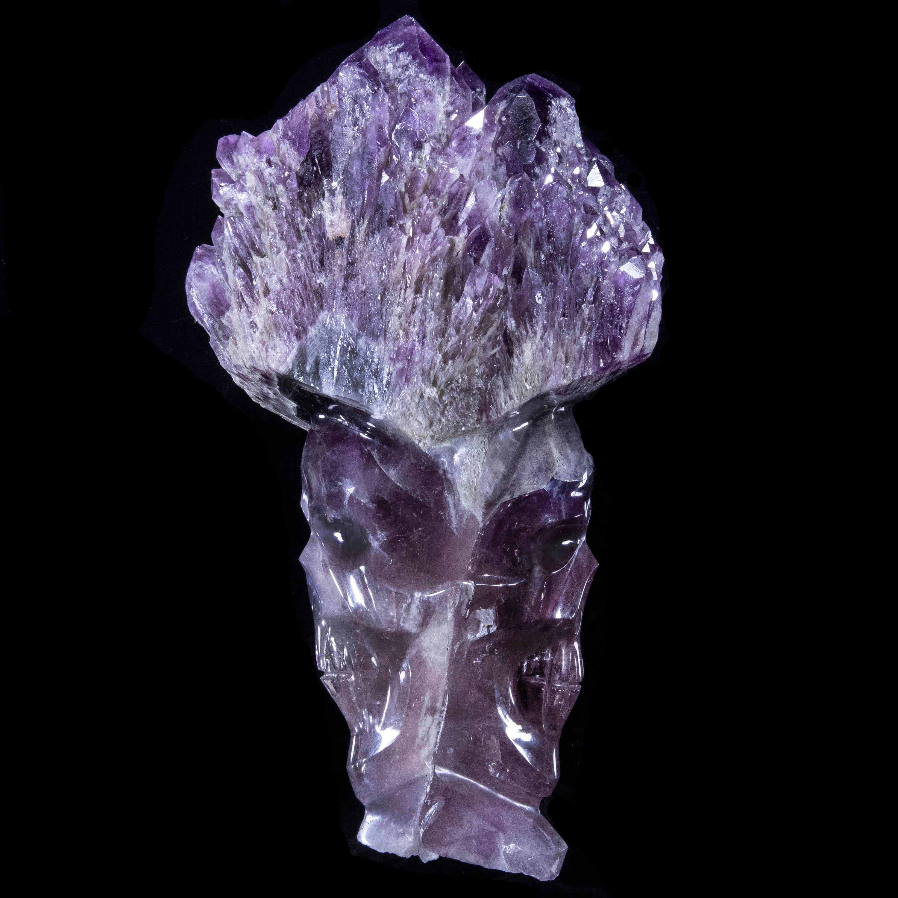 Kalifano Amethyst Natural Brazilian Elestial Amethyst Skull Carving - 11 in. / 10 lbs SK11200.001