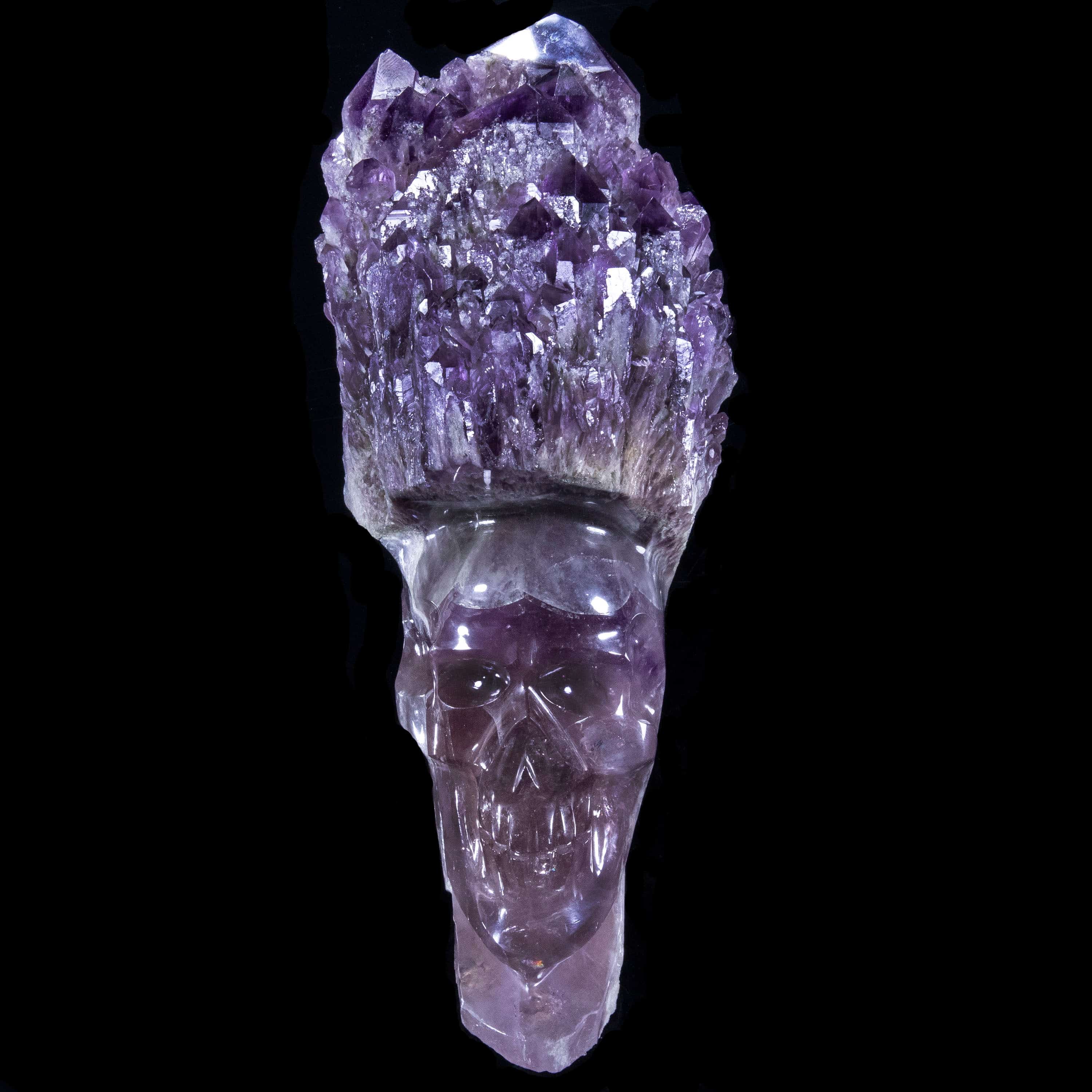Kalifano Amethyst Natural Brazilian Elestial Amethyst Skull Carving - 11 in. / 10 lbs SK11200.001