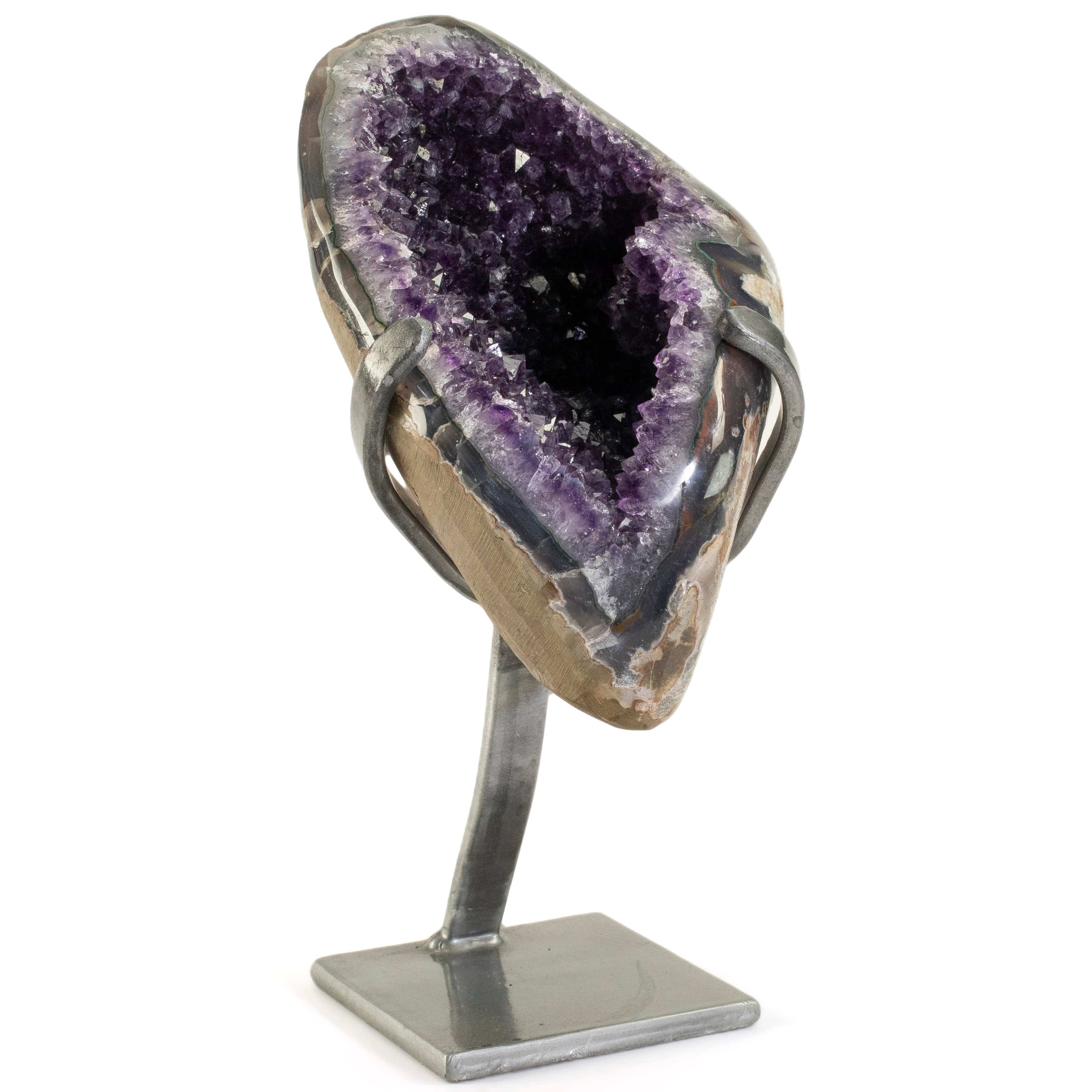 Kalifano Amethyst Uruguayan Amethyst Geode on Custom Stand - 9 lbs / 11.5 in. UAG4100.004